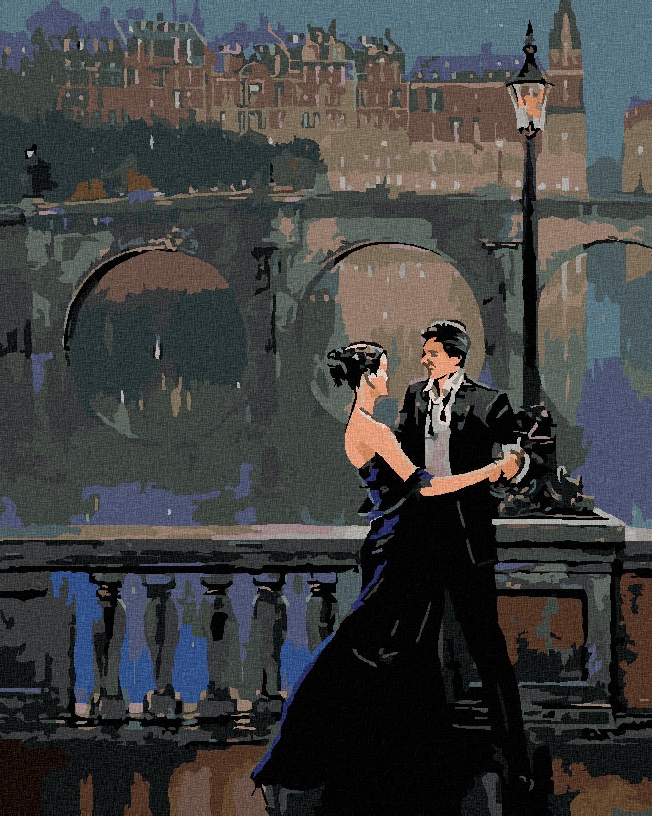 Malování podle čísel - Tanec pod lampou, 40x50 cm, vypnuté plátno na rám