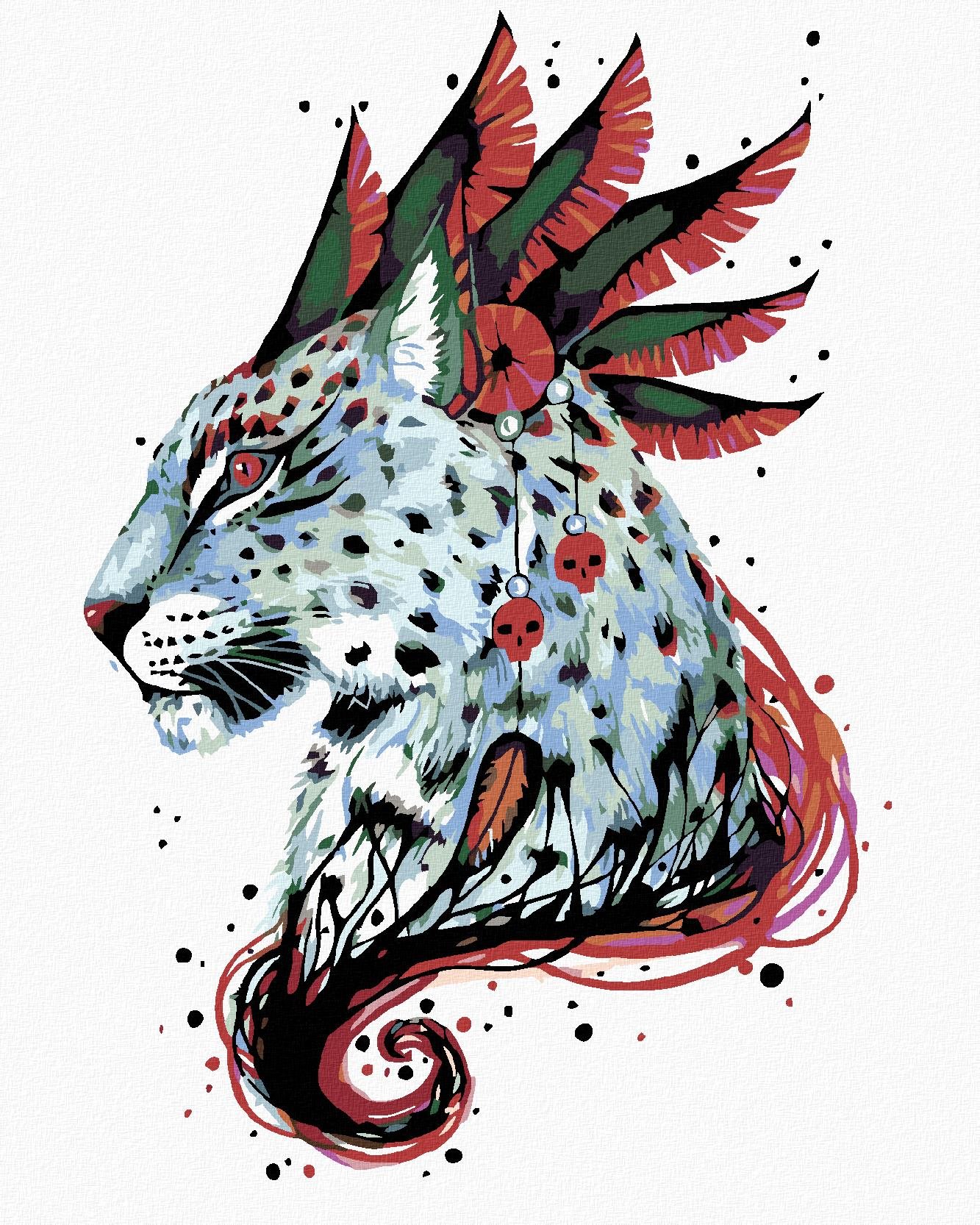 Malování podle čísel - Zdobený leopard, 40x50 cm, bez rámu a bez vypnutí plátna
