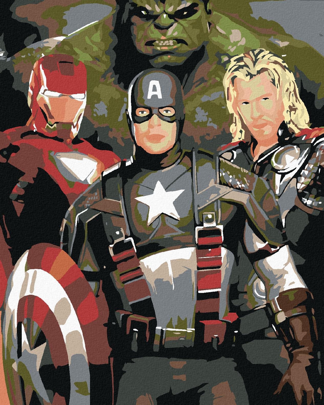 Malování podle čísel - Avengers, 40x50 cm, bez rámu a bez vypnutí plátna