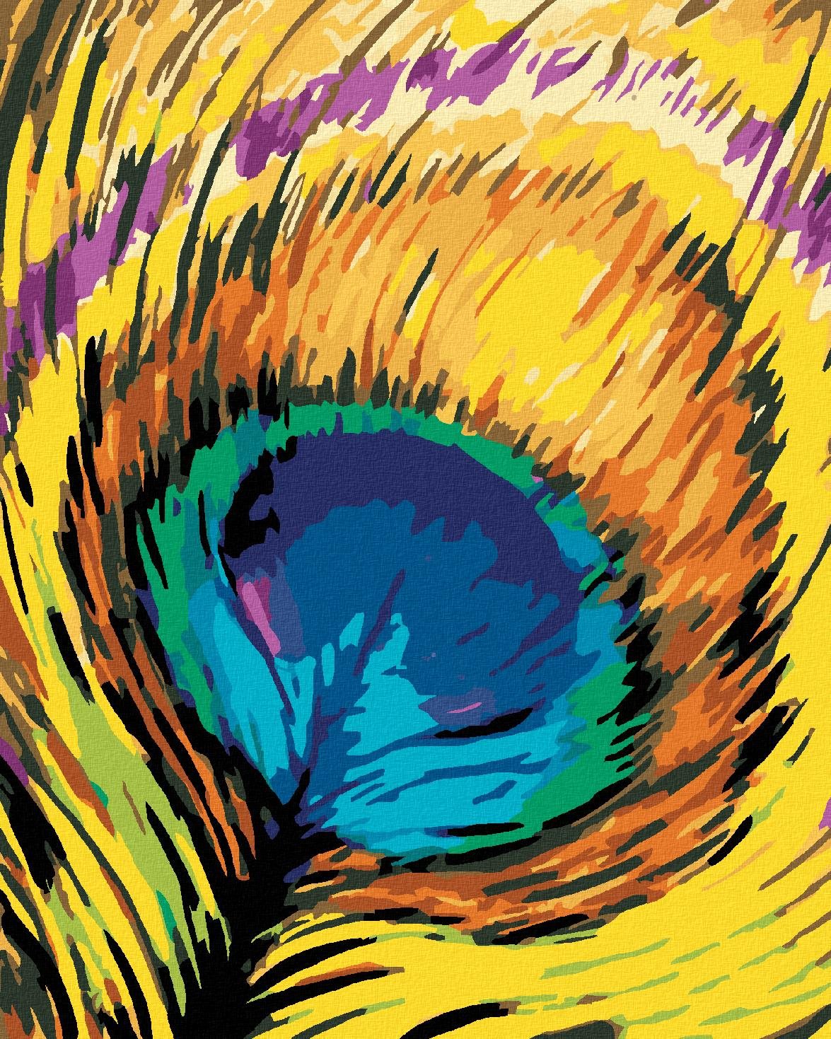 Malování podle čísel - Paví brk, 80x100 cm, vypnuté plátno na rám