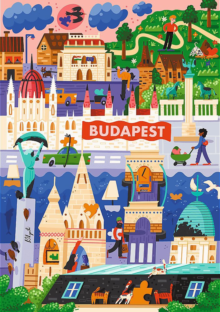TREFL Puzzle Premium Plus The Art of Colour: Budapešť, Maďarsko 1000 dílků