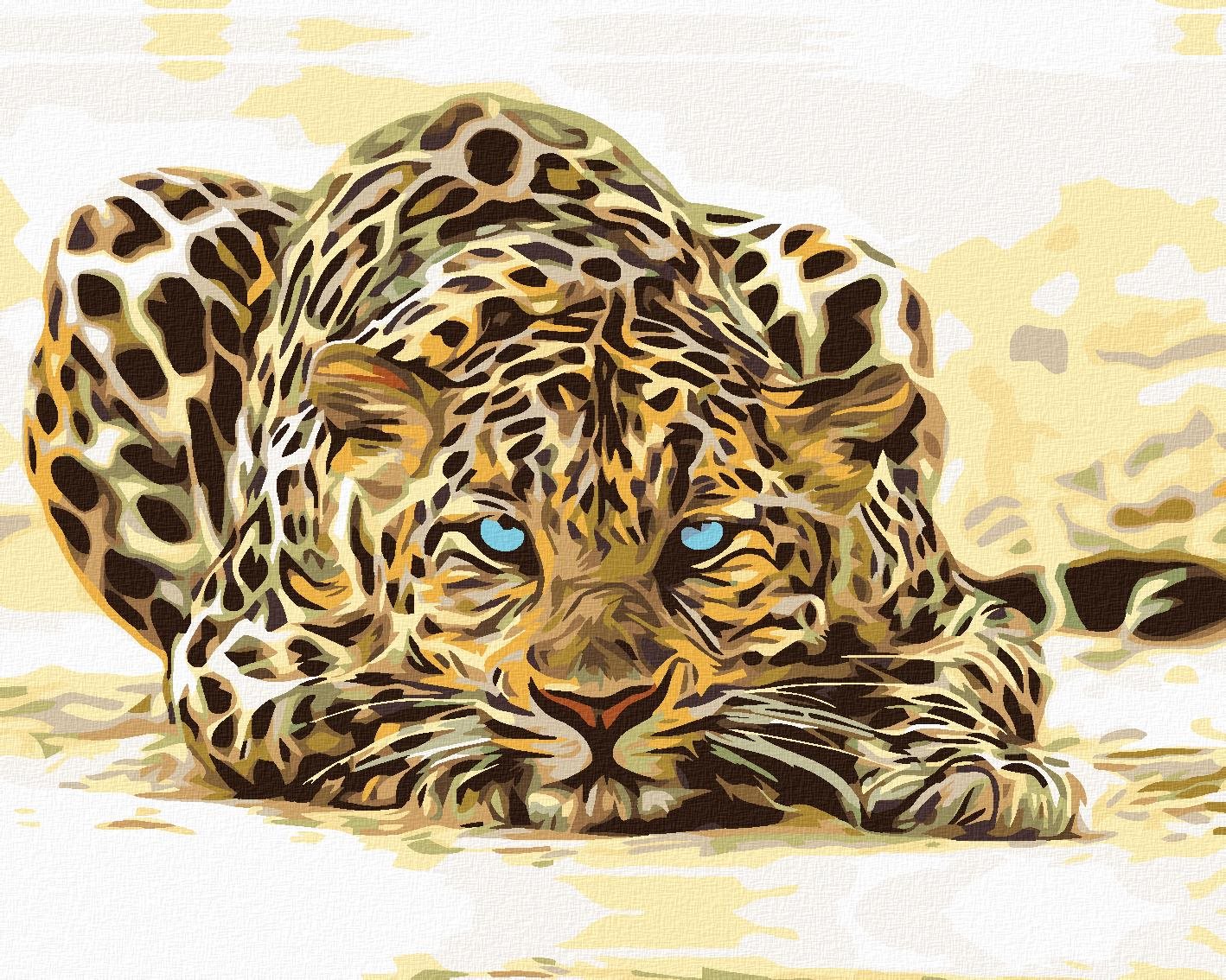 Diamondi - ČÍHAJÍCÍ LEOPARD, 40x50 cm, vypnuté plátno na rám