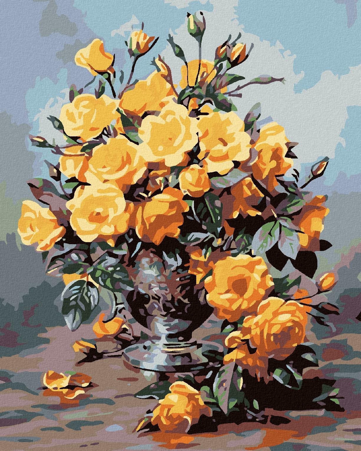 Diamondi - ŽLUTÉ RŮŽE, 40x50 cm, vypnuté plátno na rám