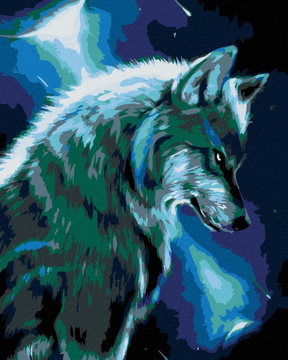 Diamondi - MĚSÍČNÍ VLK, 40x50 cm, vypnuté plátno na rám