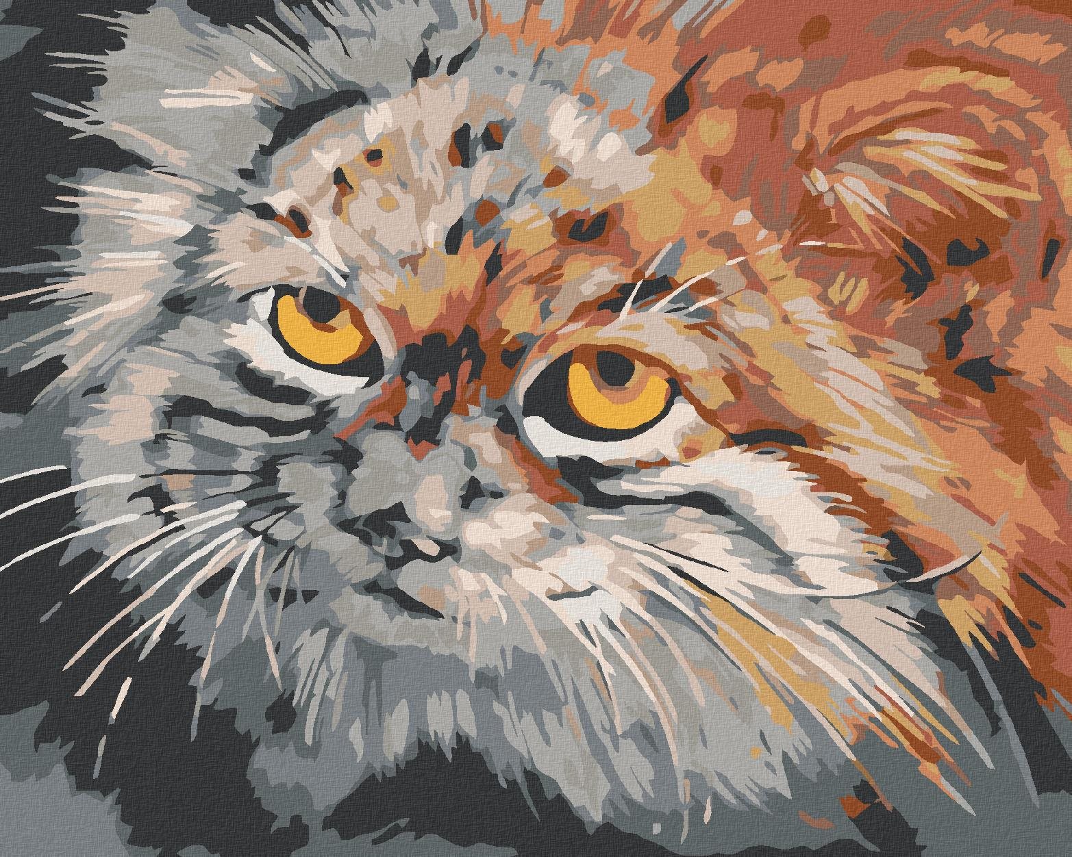 Diamondi - ŠEDOHNĚDÁ KOČKA, 40x50 cm, vypnuté plátno na rám