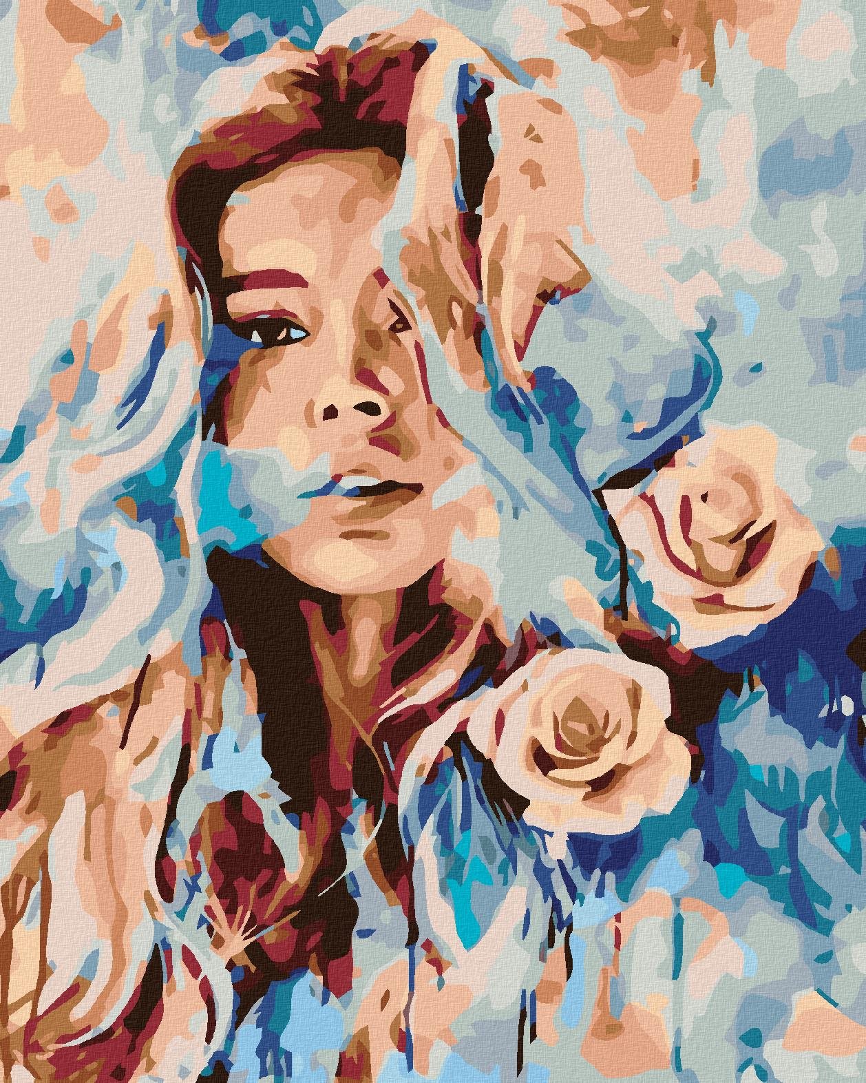 Diamondi - RŮŽOVÁ ŽENA, 40x50 cm, vypnuté plátno na rám