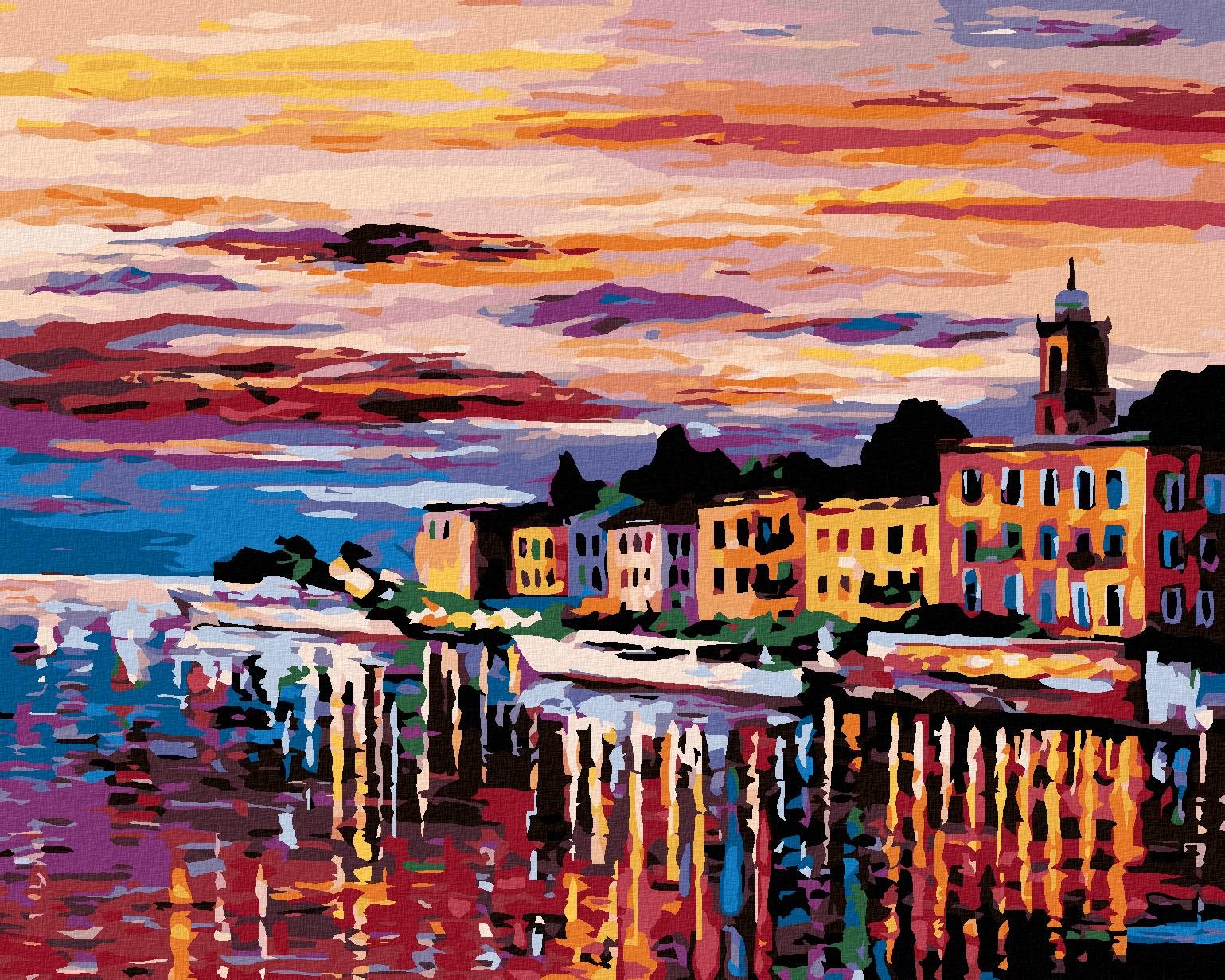 Diamondi - MĚSTO U ŘEKY, 40x50 cm, vypnuté plátno na rám