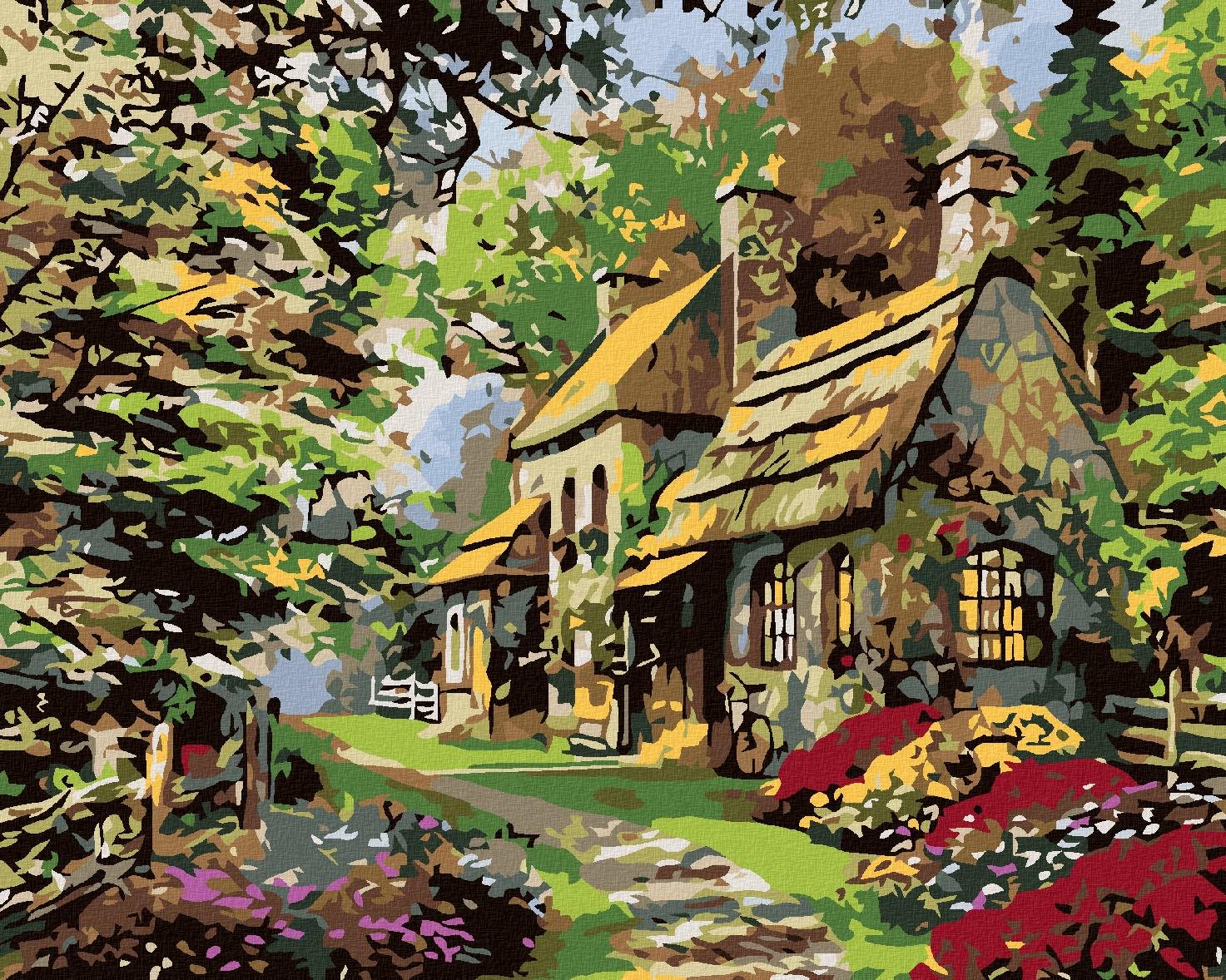 Diamondi - POHÁDKOVÁ CHALOUPKA, 40x50 cm, vypnuté plátno na rám