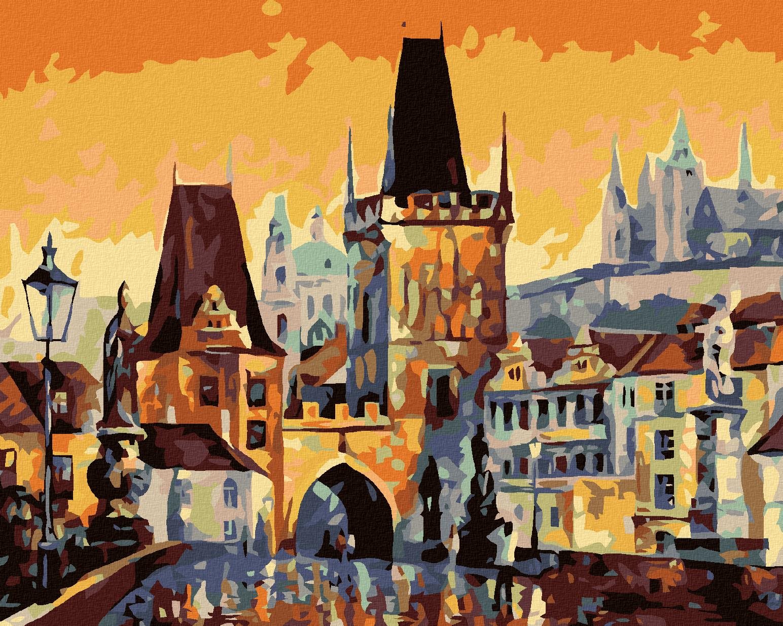 Diamondi - KARLŮV MOST, 40x50 cm, vypnuté plátno na rám