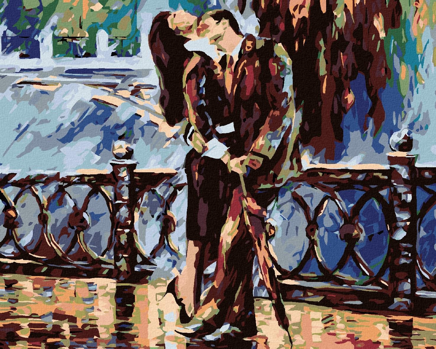 Diamondi - VÁŠNIVÝ PÁR V ČERNÉM, 40x50 cm, vypnuté plátno na rám