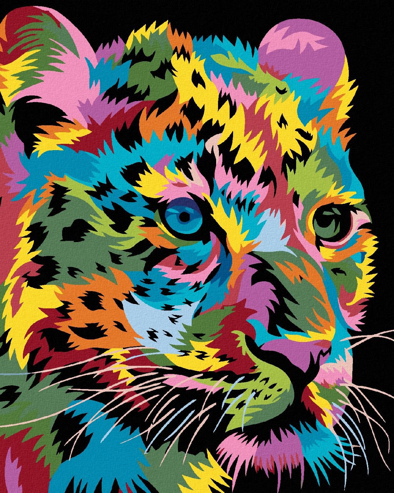 Diamondi - BAREVNÝ LEOPARD, 40x50 cm, vypnuté plátno na rám