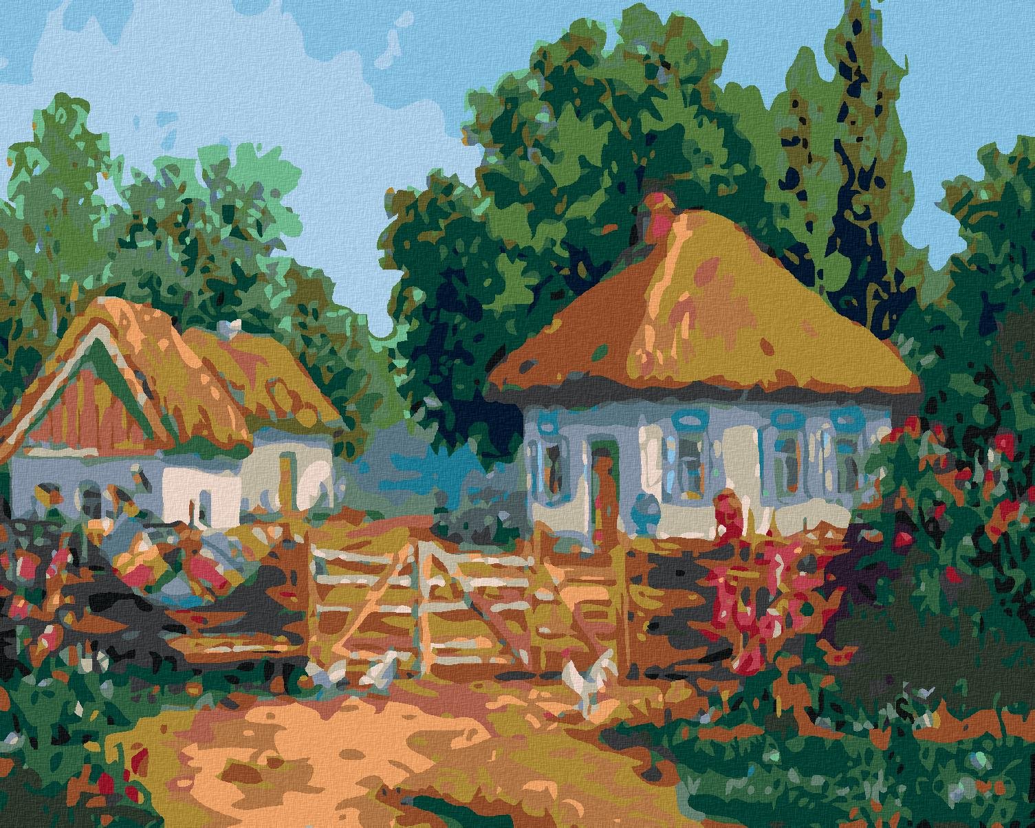 Diamondi - VENKOVSKÉ CHALOUPKY, 40x50 cm, vypnuté plátno na rám