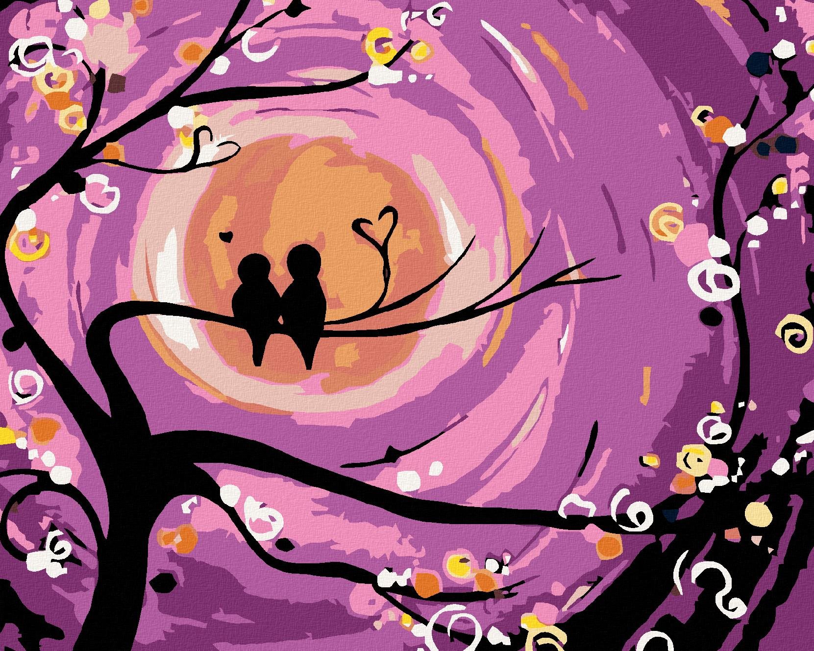 Diamondi - PTAČÍ ROMANCE, 40x50 cm, vypnuté plátno na rám