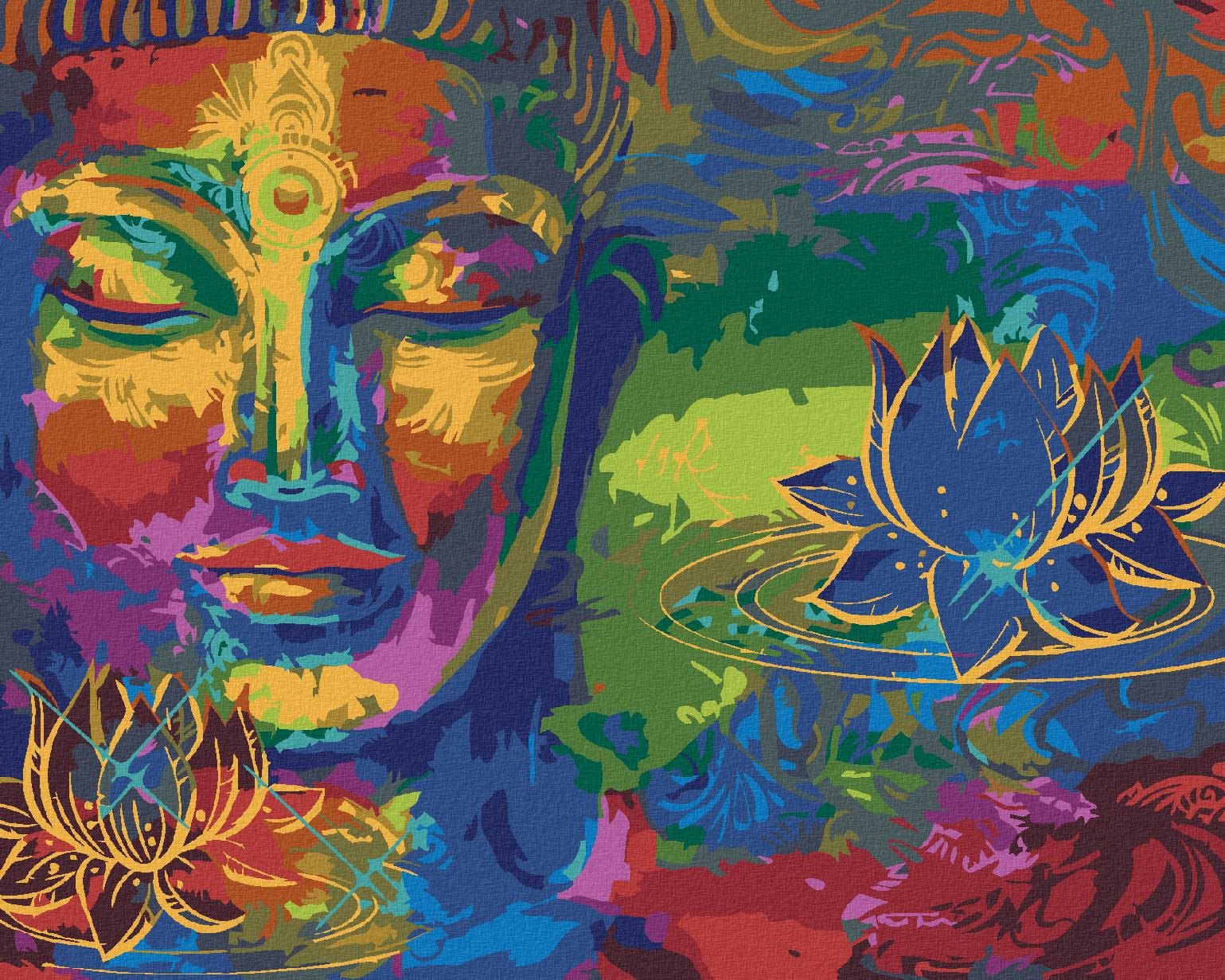 Diamondi - DUHOVÝ BUDDHA, 40x50 cm, vypnuté plátno na rám