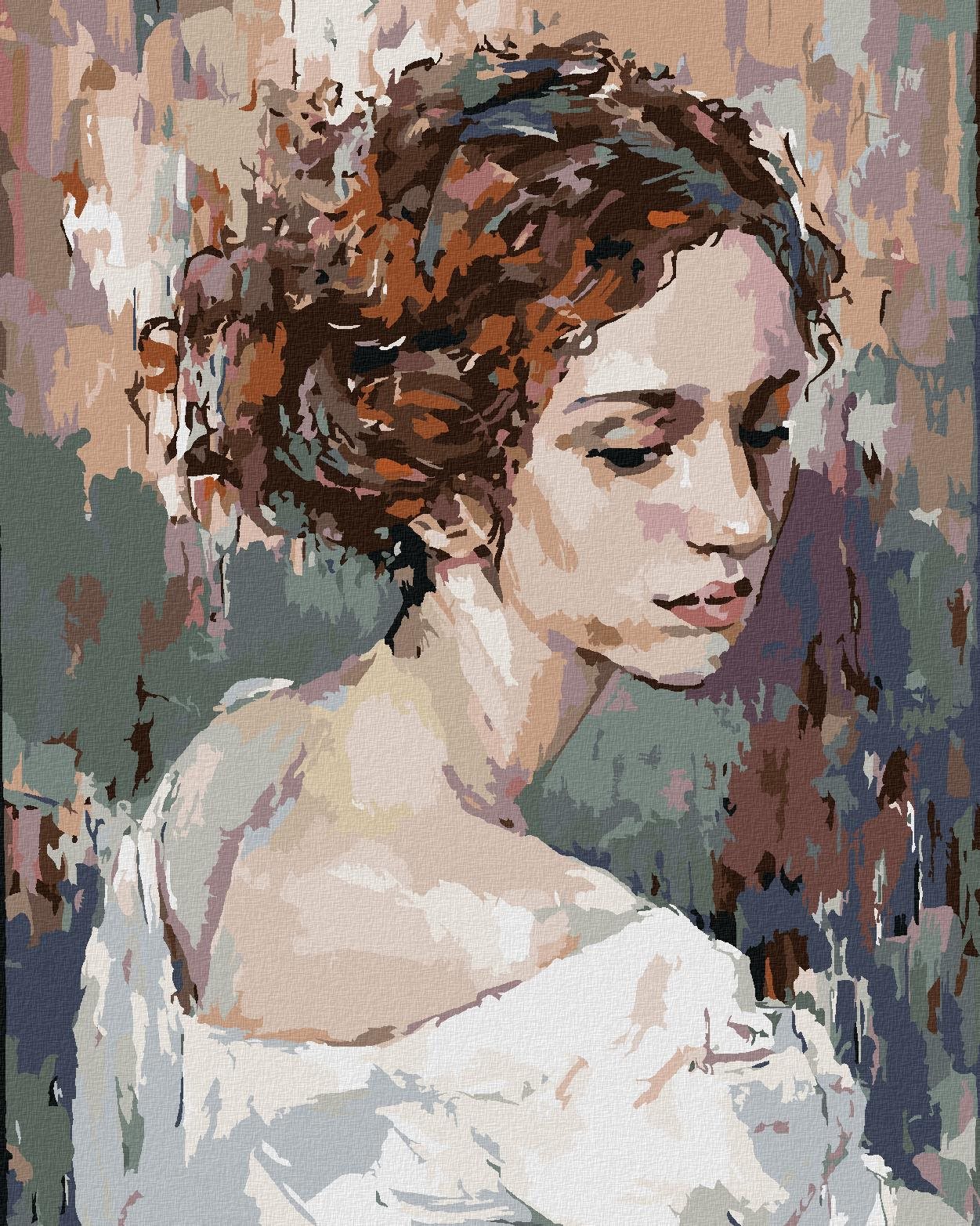 Diamondi - ZASNĚNÁ ŽENA PORTRÉT, 40x50 cm, vypnuté plátno na rám