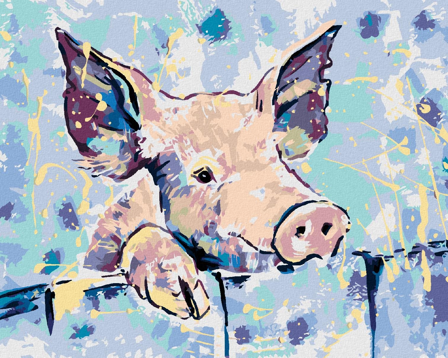 Diamondi - ŠŤASTNÉ PRASÁTKO, 40x50 cm, vypnuté plátno na rám