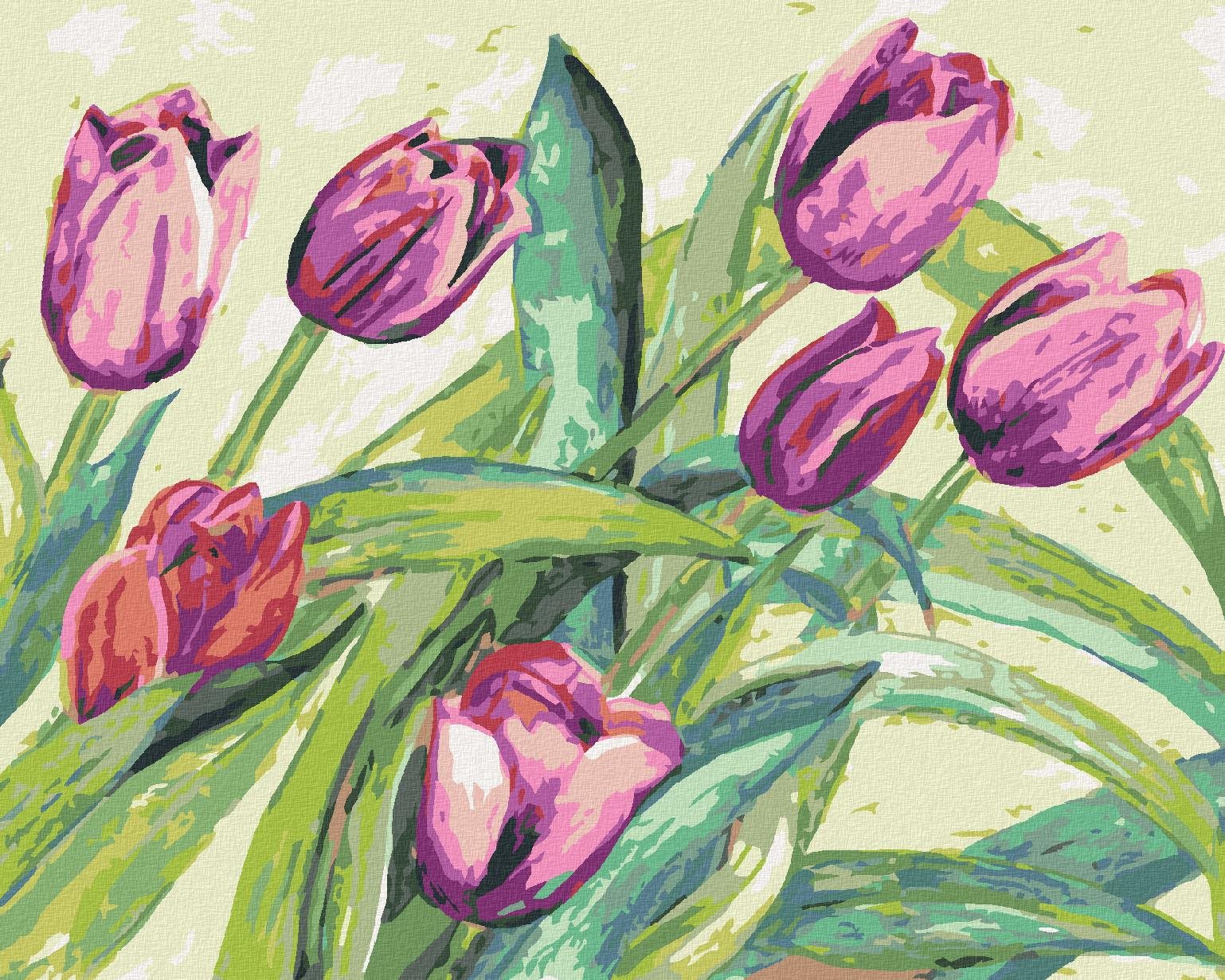 Diamondi - FIALOVÉ TULIPÁNY, 40x50 cm, vypnuté plátno na rám
