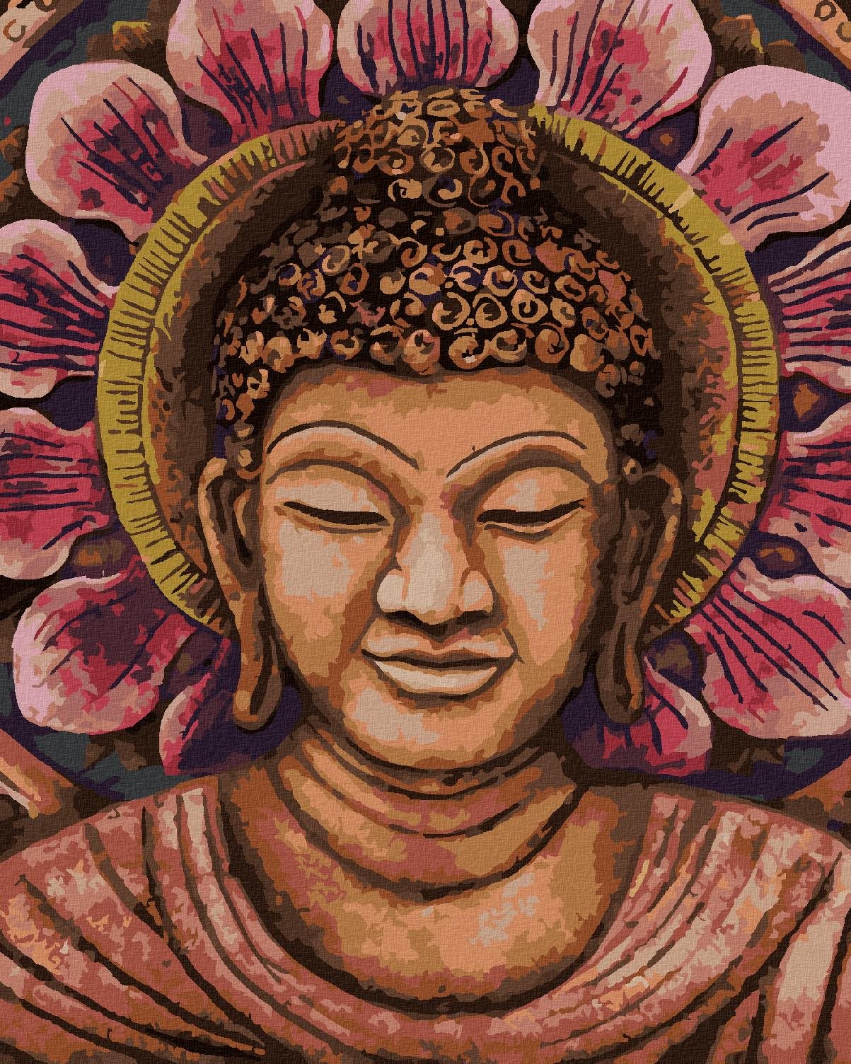 Diamondi - ORANŽOVÝ BUDDHA, 40x50 cm, vypnuté plátno na rám