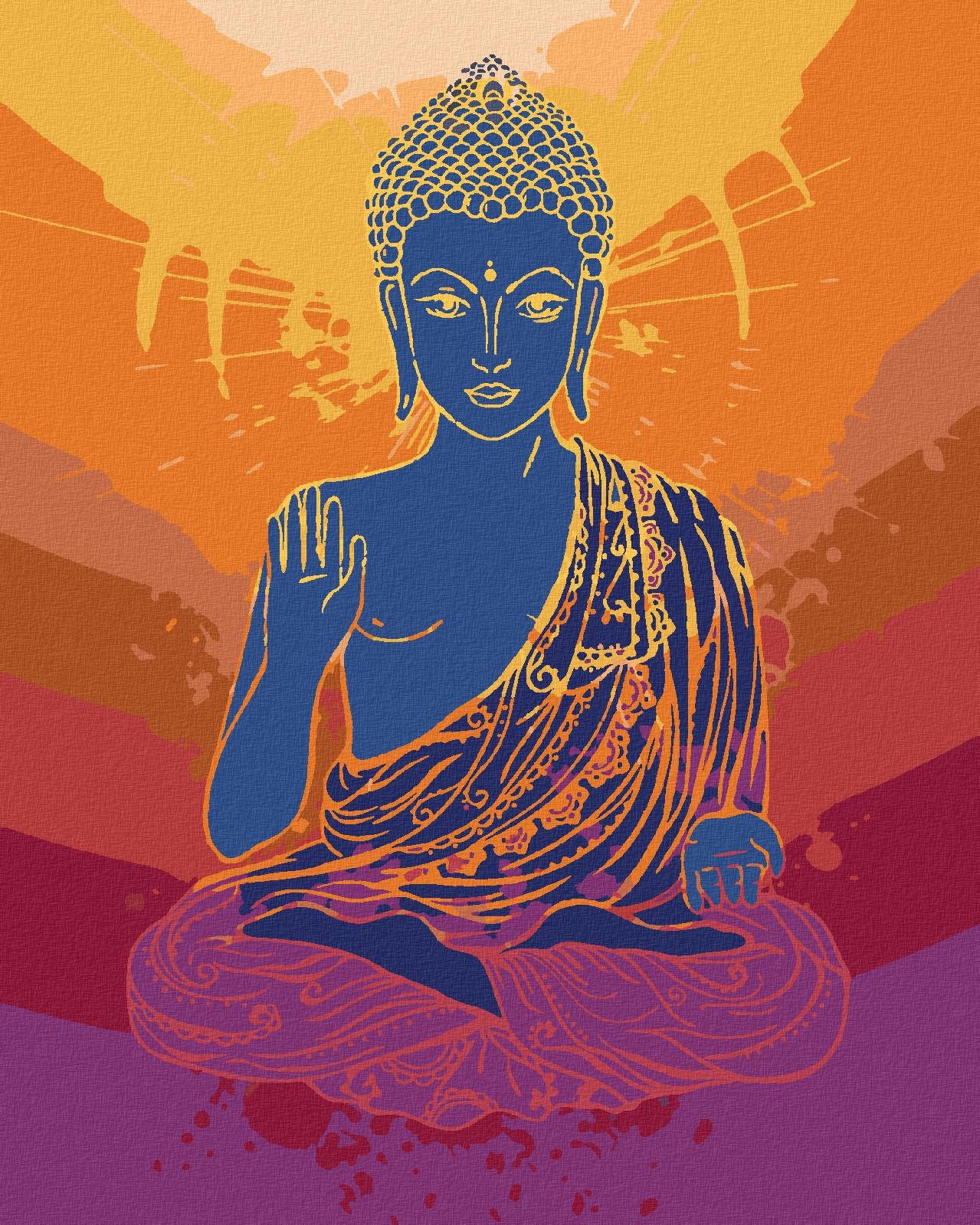 Diamondi - BUDDHA NA ORANŽOVÉM POZADÍ, 40x50 cm, vypnuté plátno na rám