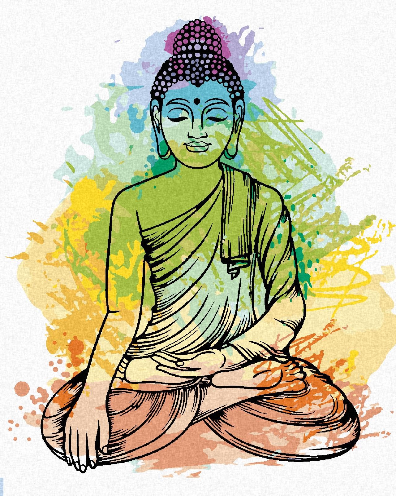 Diamondi - BAREVNÝ BUDDHA, 40x50 cm, vypnuté plátno na rám