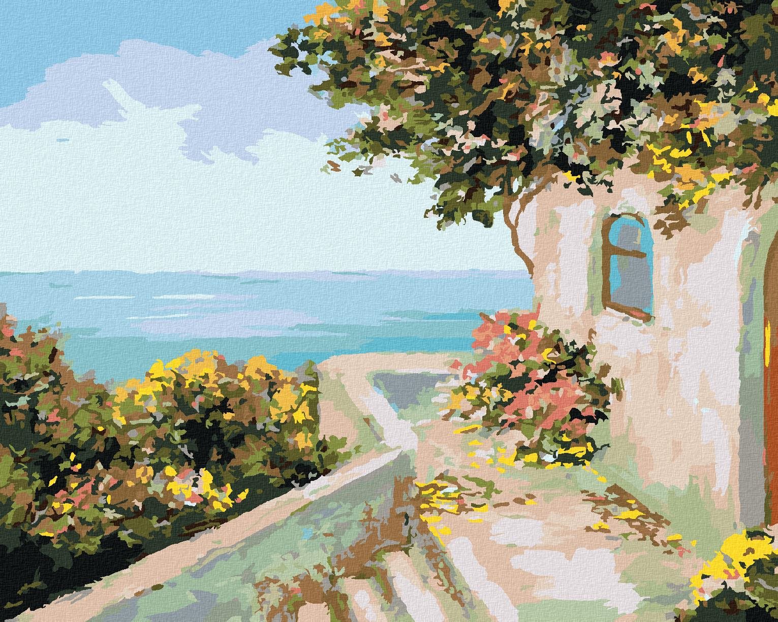 Diamondi - DOMEK U MOŘE, 40x50 cm, vypnuté plátno na rám