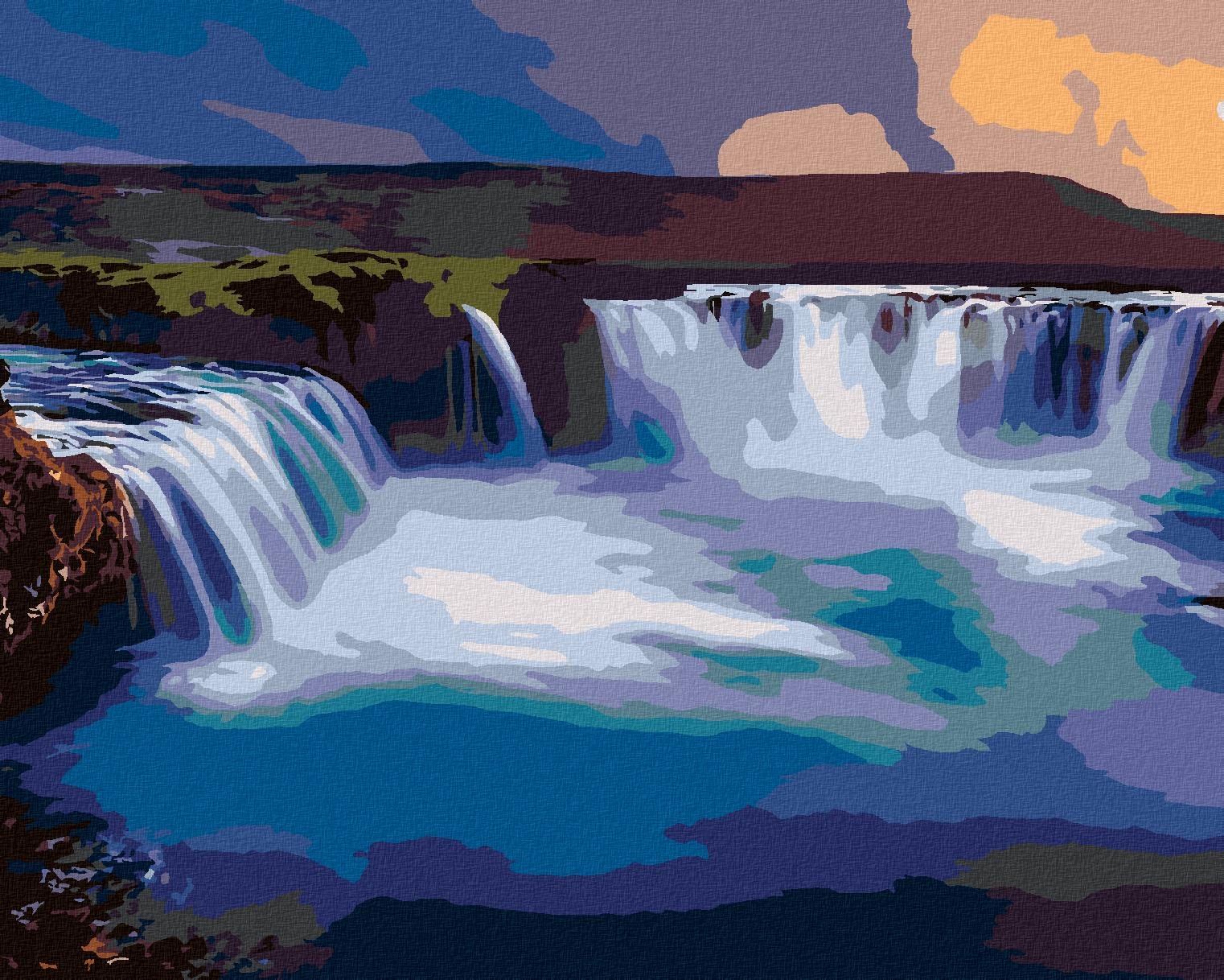 Diamondi - VODOPÁD NA ISLANDU, 40x50 cm, vypnuté plátno na rám