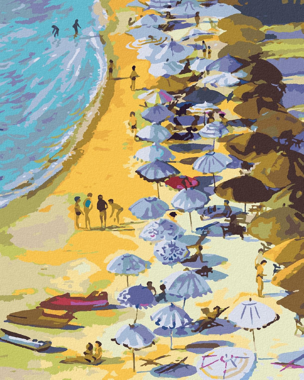 Diamondi - TURISTI NA PLÁŽI, 40x50 cm, vypnuté plátno na rám