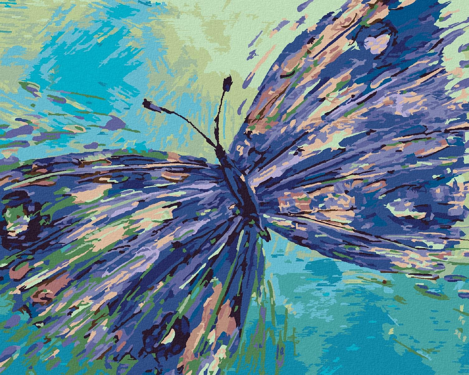 Diamondi - FIALOVÝ MOTÝLEK, 40x50 cm, vypnuté plátno na rám
