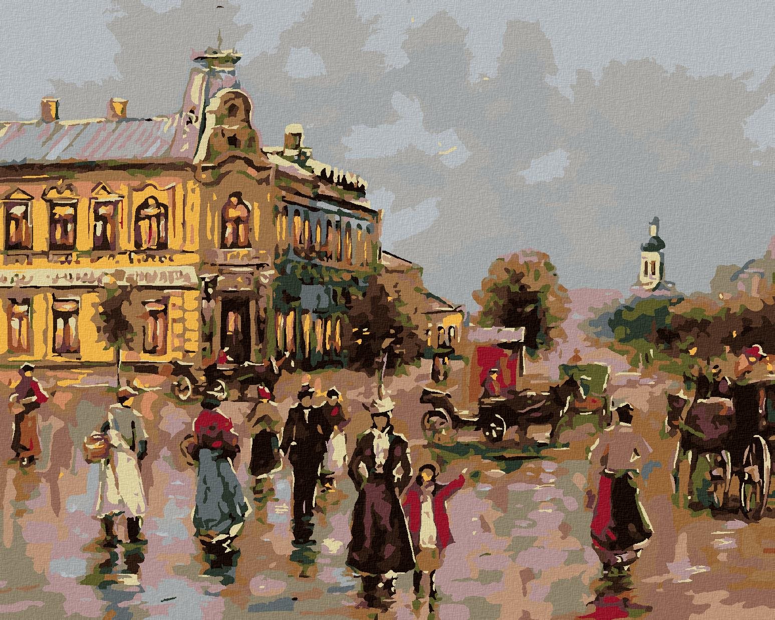 Diamondi - VENKOVSKÉ NÁMĚSTÍ, 40x50 cm, vypnuté plátno na rám