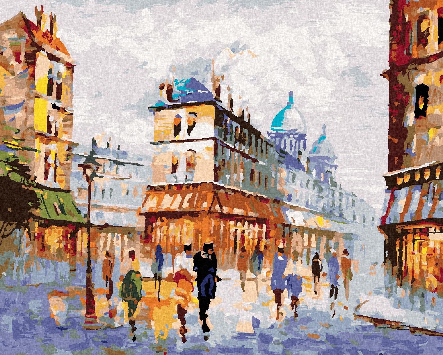Diamondi - POHLED NA ULICI PAŘÍŽ, 40x50 cm, vypnuté plátno na rám