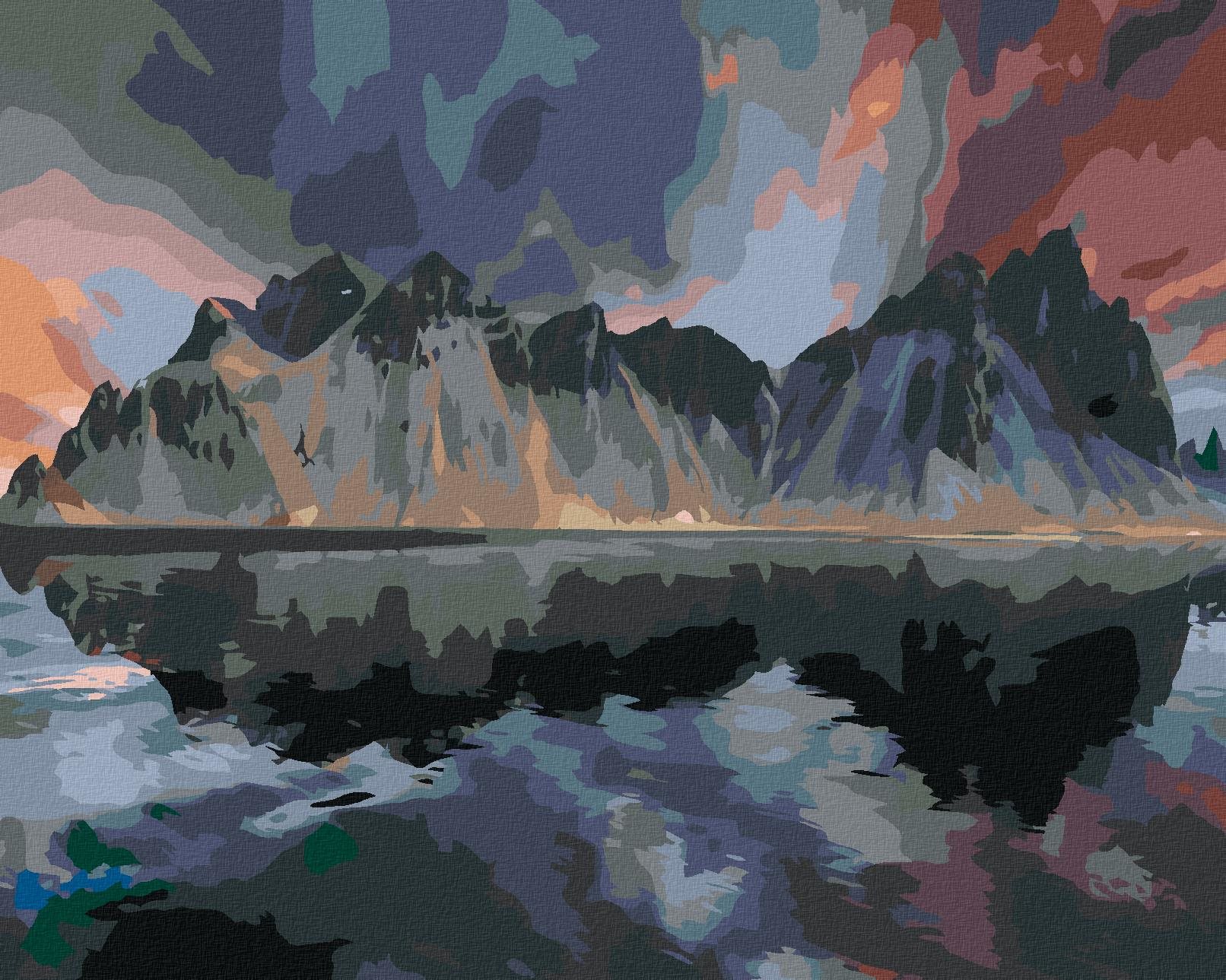 Diamondi - HORA VESTRAHORN NA ISLANDU, 40x50 cm, vypnuté plátno na rám