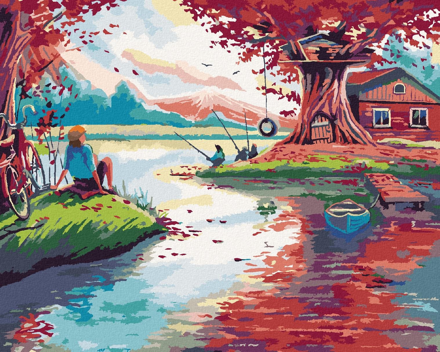 Diamondi - ČERVENÝ LES, 40x50 cm, vypnuté plátno na rám