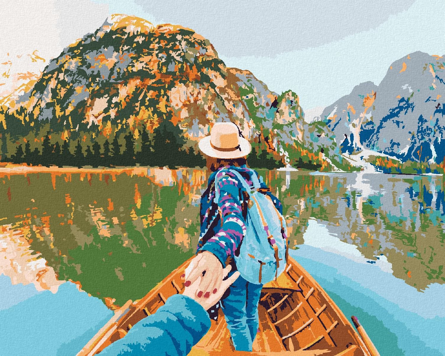 Diamondi - ŽENA NA LOĎCE, 40x50 cm, vypnuté plátno na rám