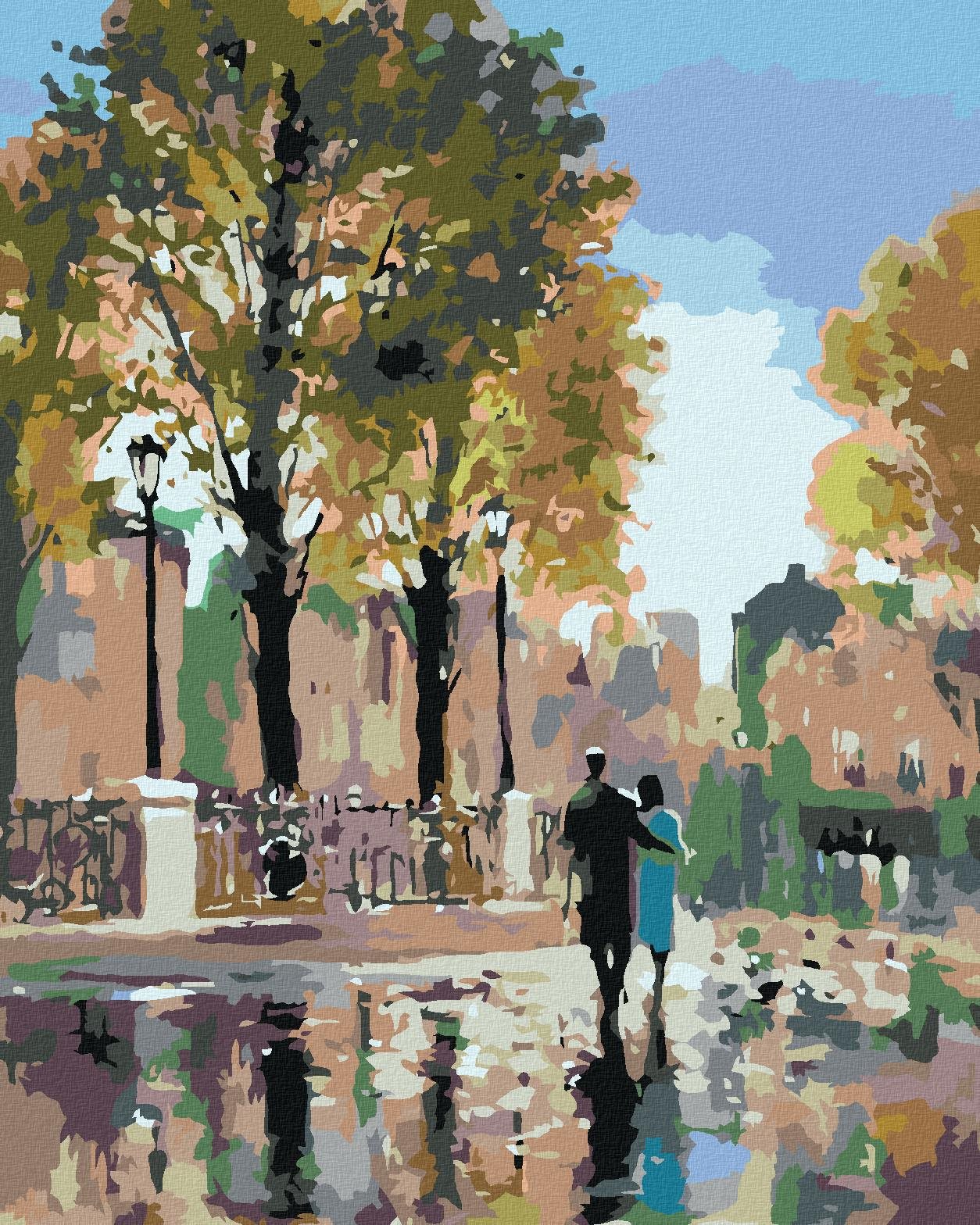 Diamondi - Diamantové malování - NA PROCHÁZCE V PARKU, 40x50 cm, bez rámu a bez vypnutí plátna
