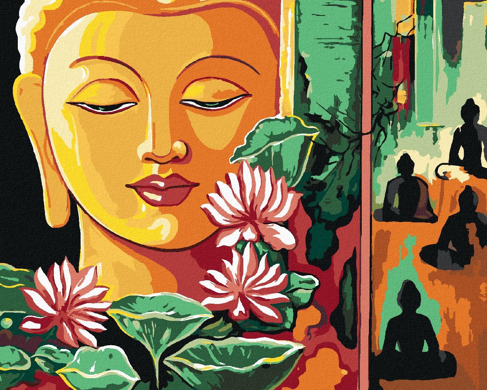 Diamondi - ASIJSKÝ BUDDHA, 40x50 cm, vypnuté plátno na rám