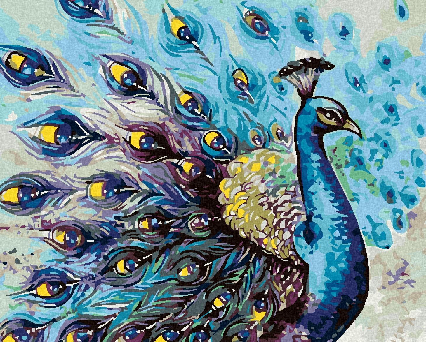 Diamondi - PYŠNÝ PÁV, 40x50 cm, vypnuté plátno na rám