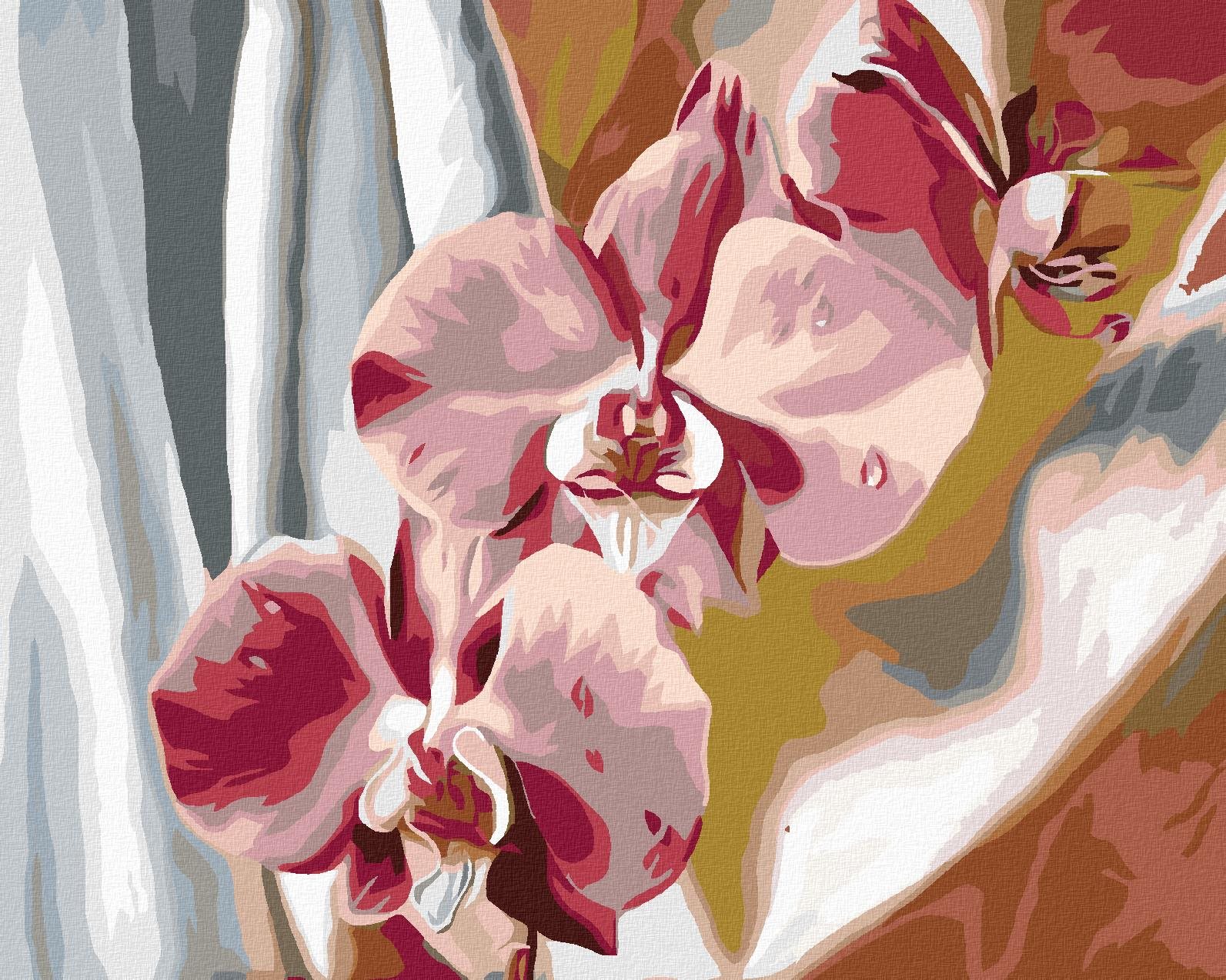 Diamondi - RŮŽOVÁ ORCHIDEJ, 40x50 cm, vypnuté plátno na rám
