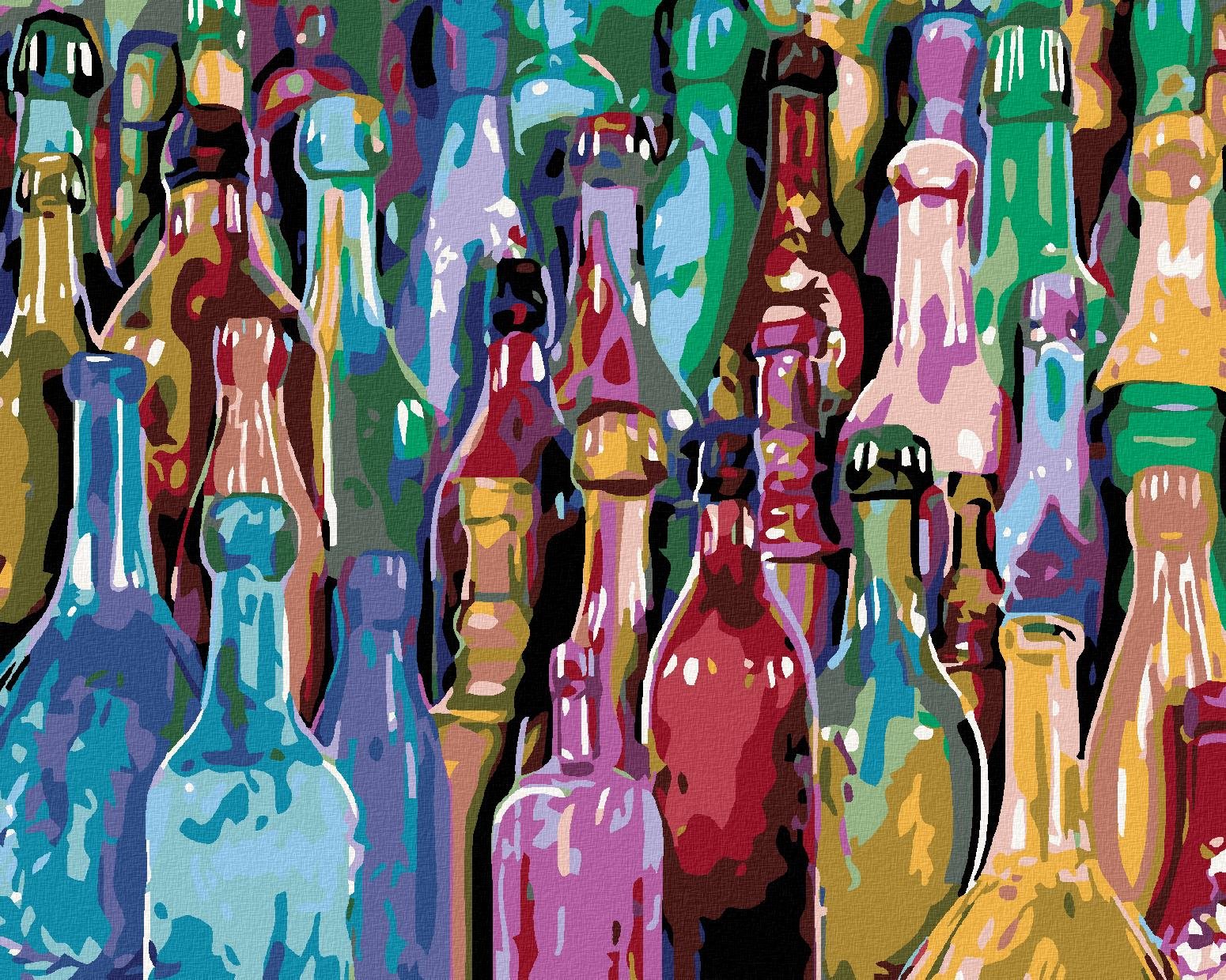 Diamondi - BAREVNÉ LAHVE, 40x50 cm, vypnuté plátno na rám
