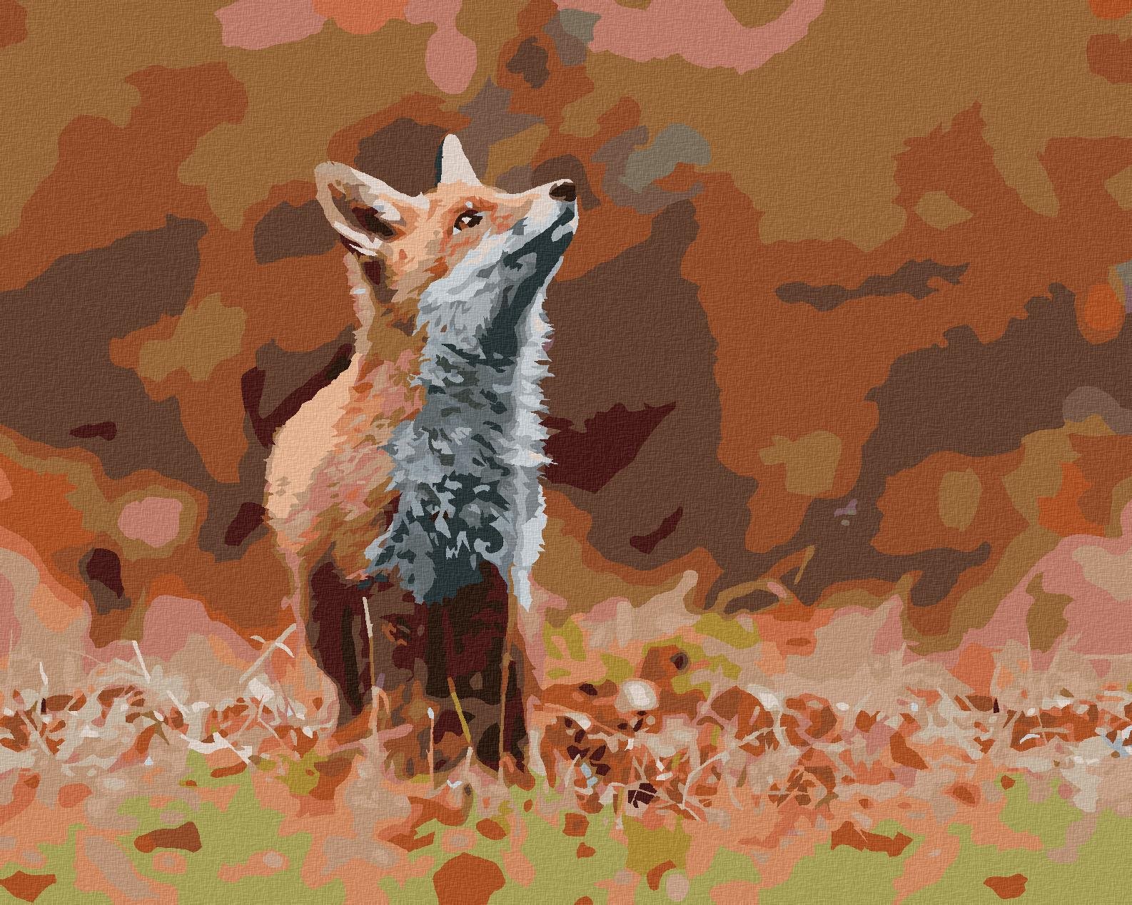Diamondi - LIŠKA V LESE, 40x50 cm, vypnuté plátno na rám