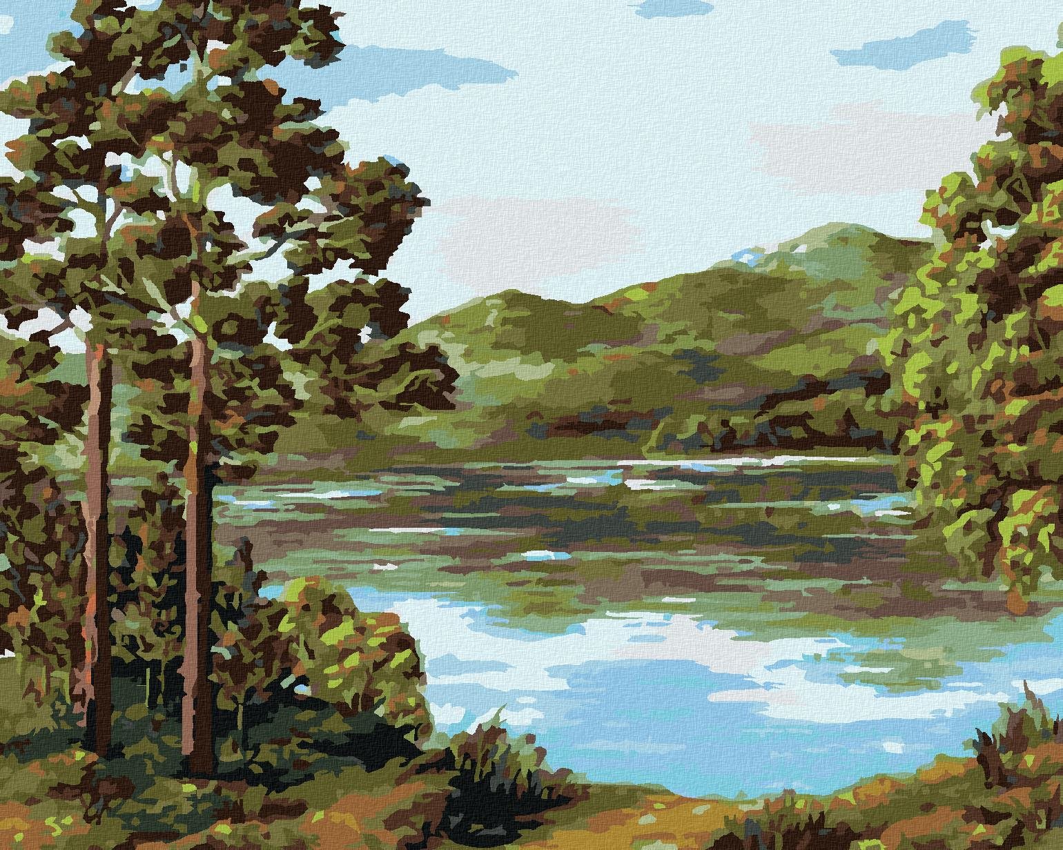 Diamondi - HORSKÉ JEZERO, 40x50 cm, vypnuté plátno na rám