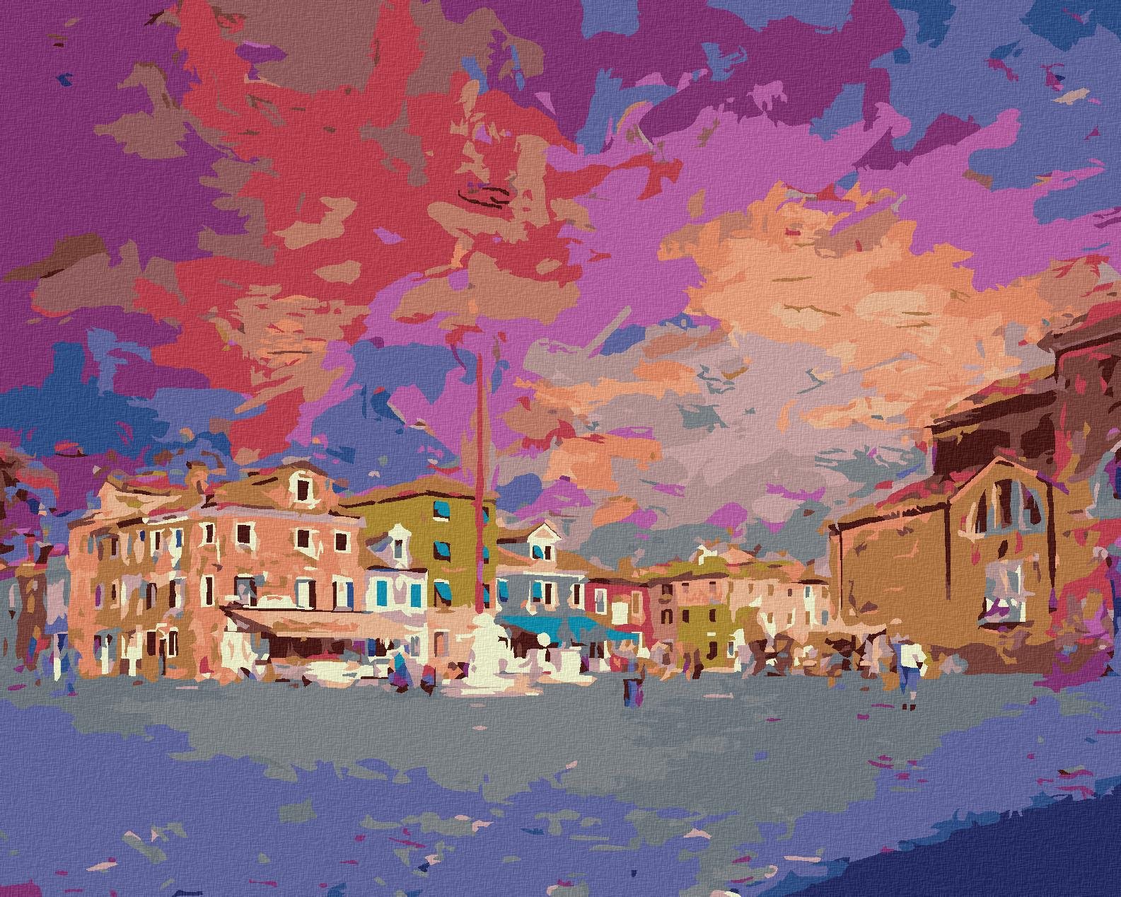 Diamondi - NÁMĚSTÍ NA OSTROVĚ BURANO, 40x50 cm, vypnuté plátno na rám