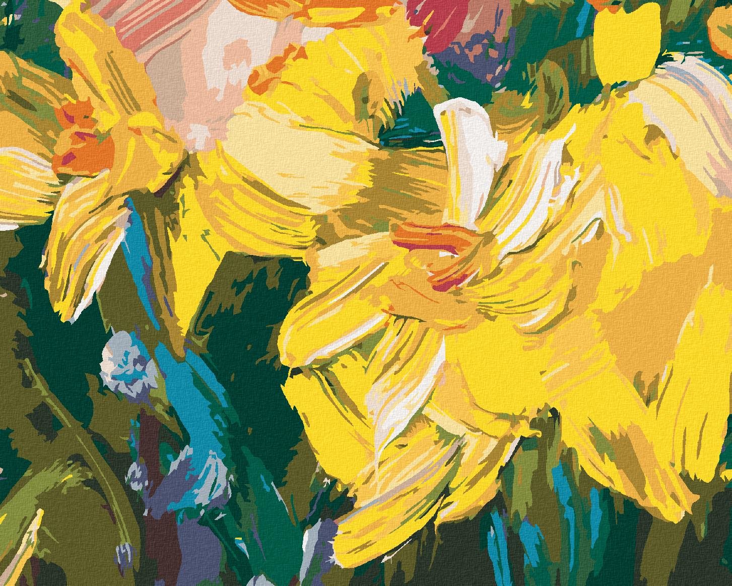 Diamondi - ŽLUTÉ NARCISY, 40x50 cm, vypnuté plátno na rám