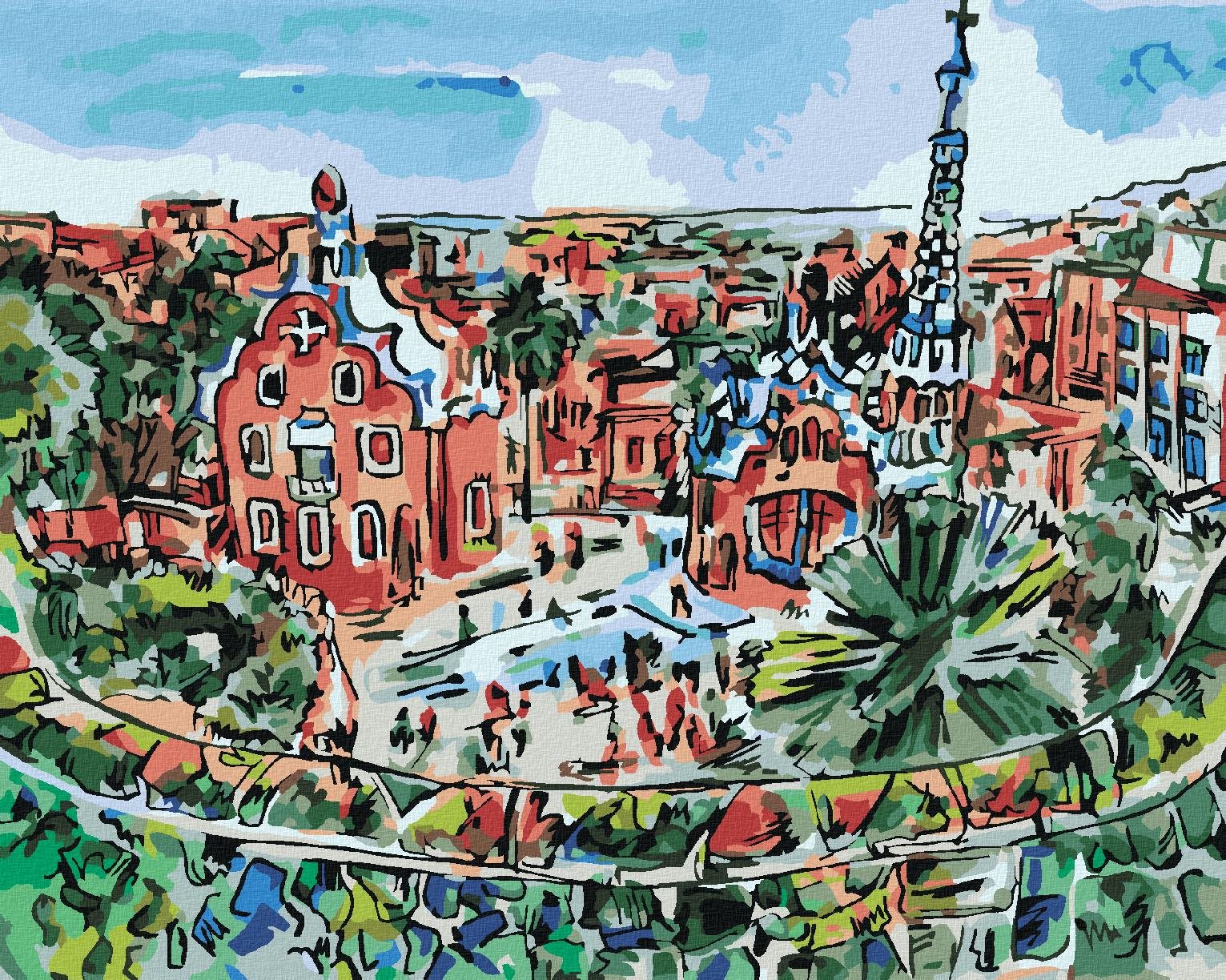 Diamondi - BAREVNÁ BARCELONA, 40x50 cm, vypnuté plátno na rám