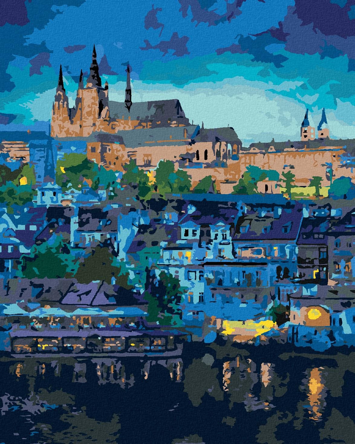 Diamondi - TEMNÁ PRAHA, 40x50 cm, vypnuté plátno na rám
