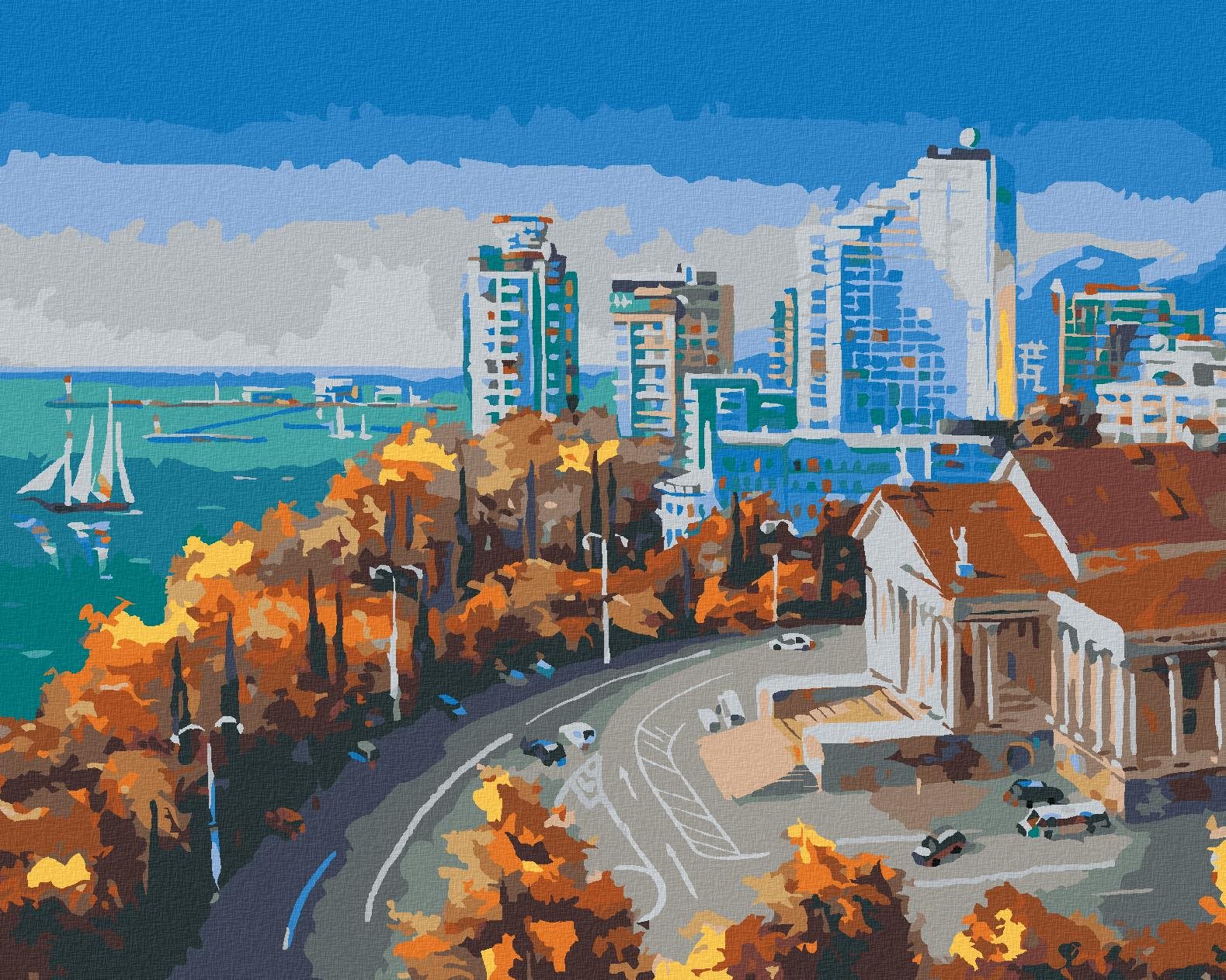 Diamondi - PŘEDMĚSTÍ SOCHI, 40x50 cm, vypnuté plátno na rám