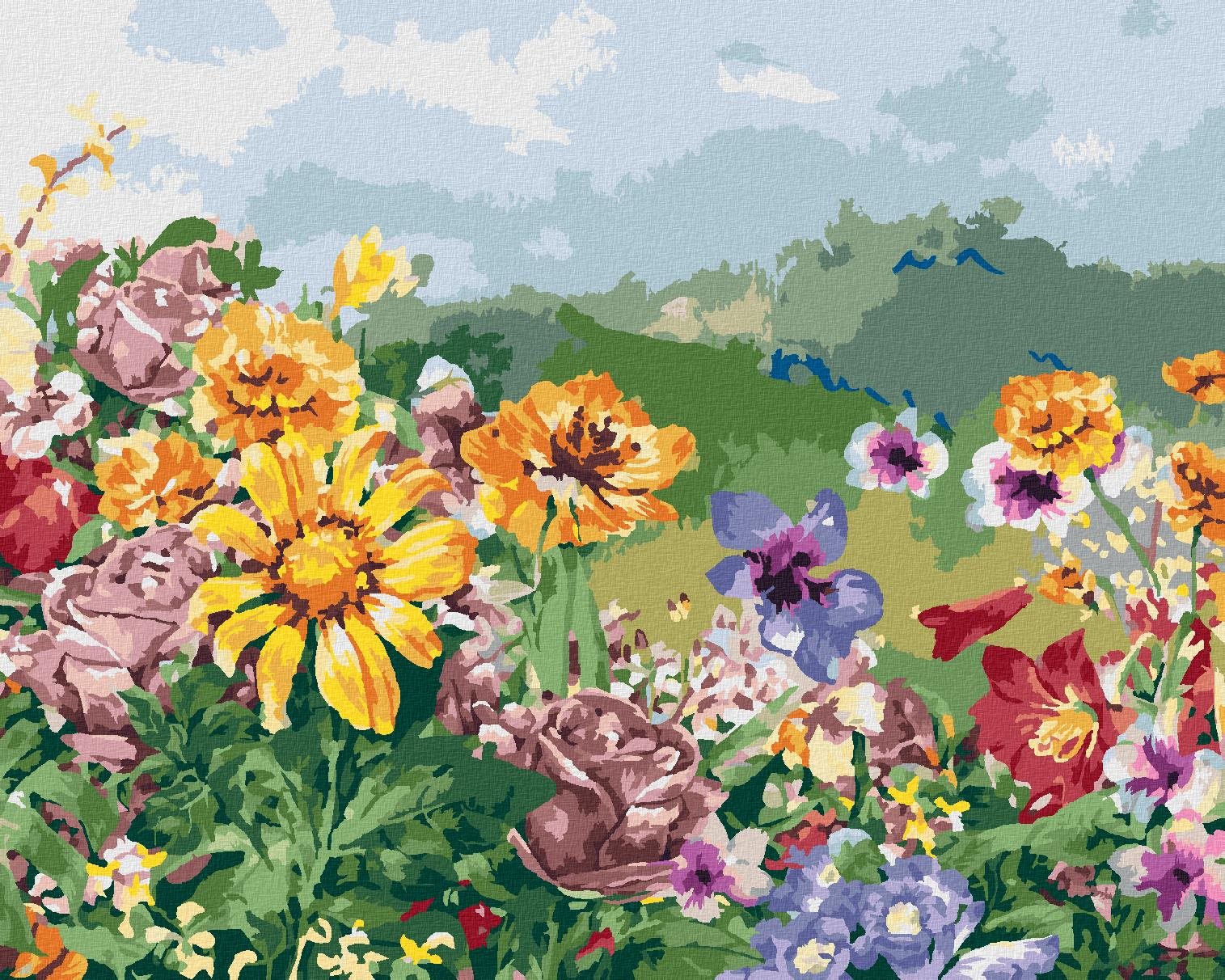 Diamondi - LUČNÍ KVÍTÍ, 40x50 cm, vypnuté plátno na rám