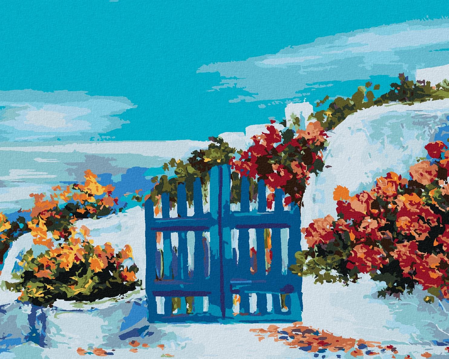 Diamondi - ZAHRÁDKA NA SANTORINI, 40x50 cm, vypnuté plátno na rám
