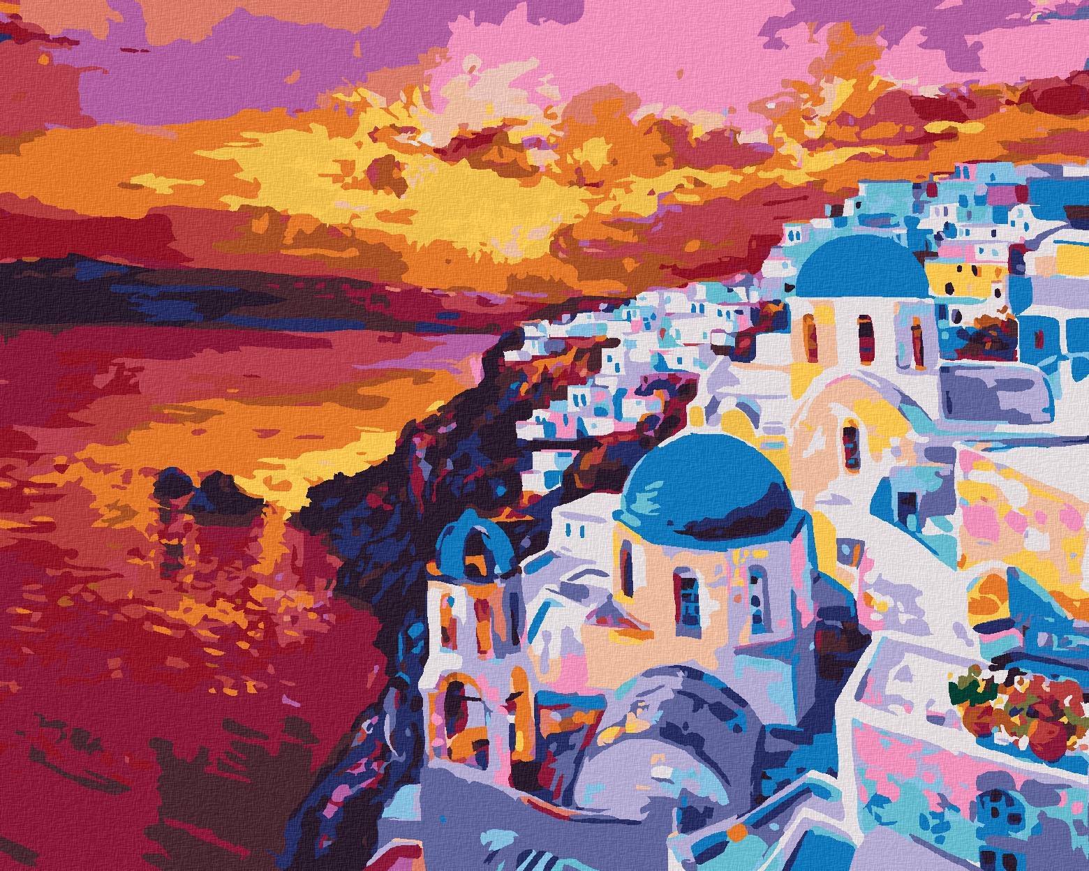 Diamondi - ZÁPAD SLUNCE NA SANTORINI, 40x50 cm, vypnuté plátno na rám