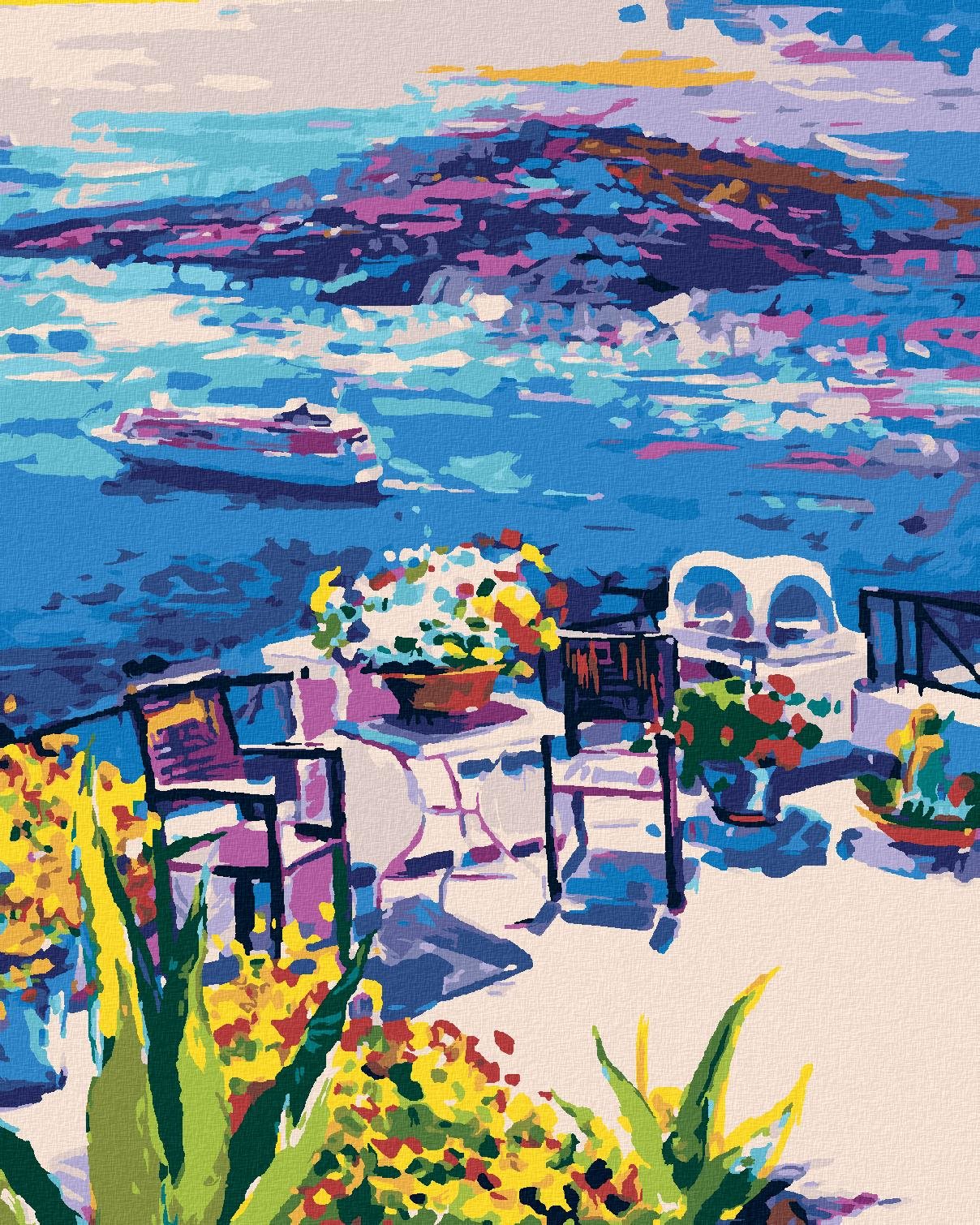 Diamondi - TERASA NA SANTORINI, 40x50 cm, vypnuté plátno na rám