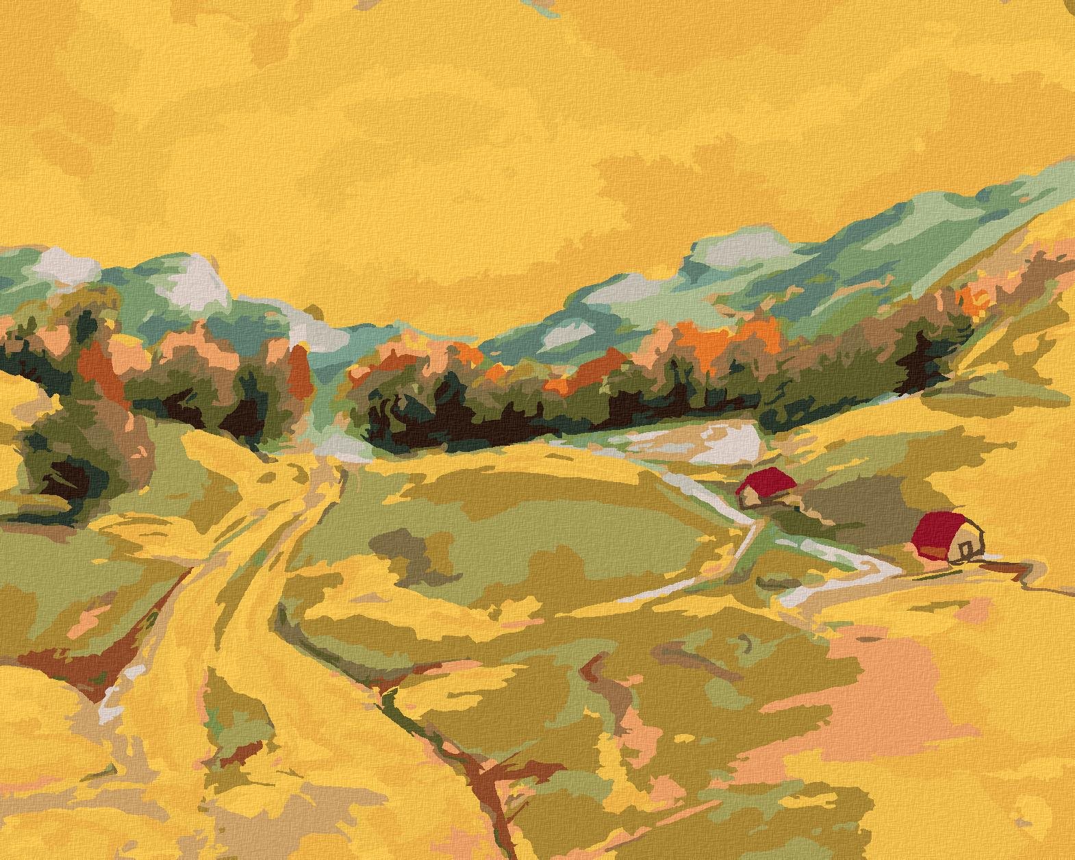 Diamondi - POHLED NA LETNÍ KRAJINU, 40x50 cm, vypnuté plátno na rám